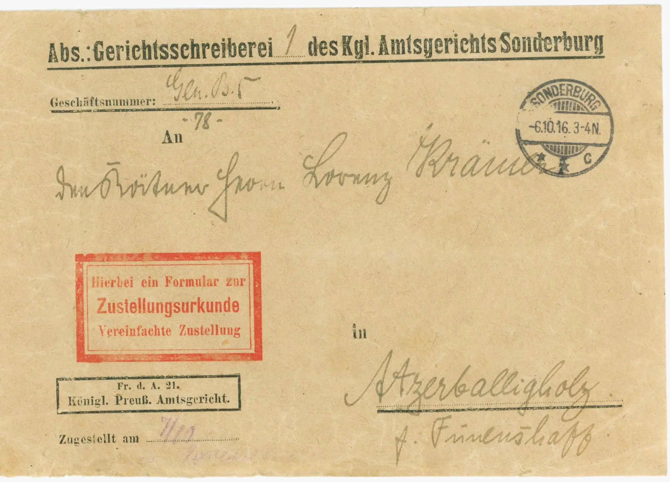 Amtsgericht Sonderburg 1916