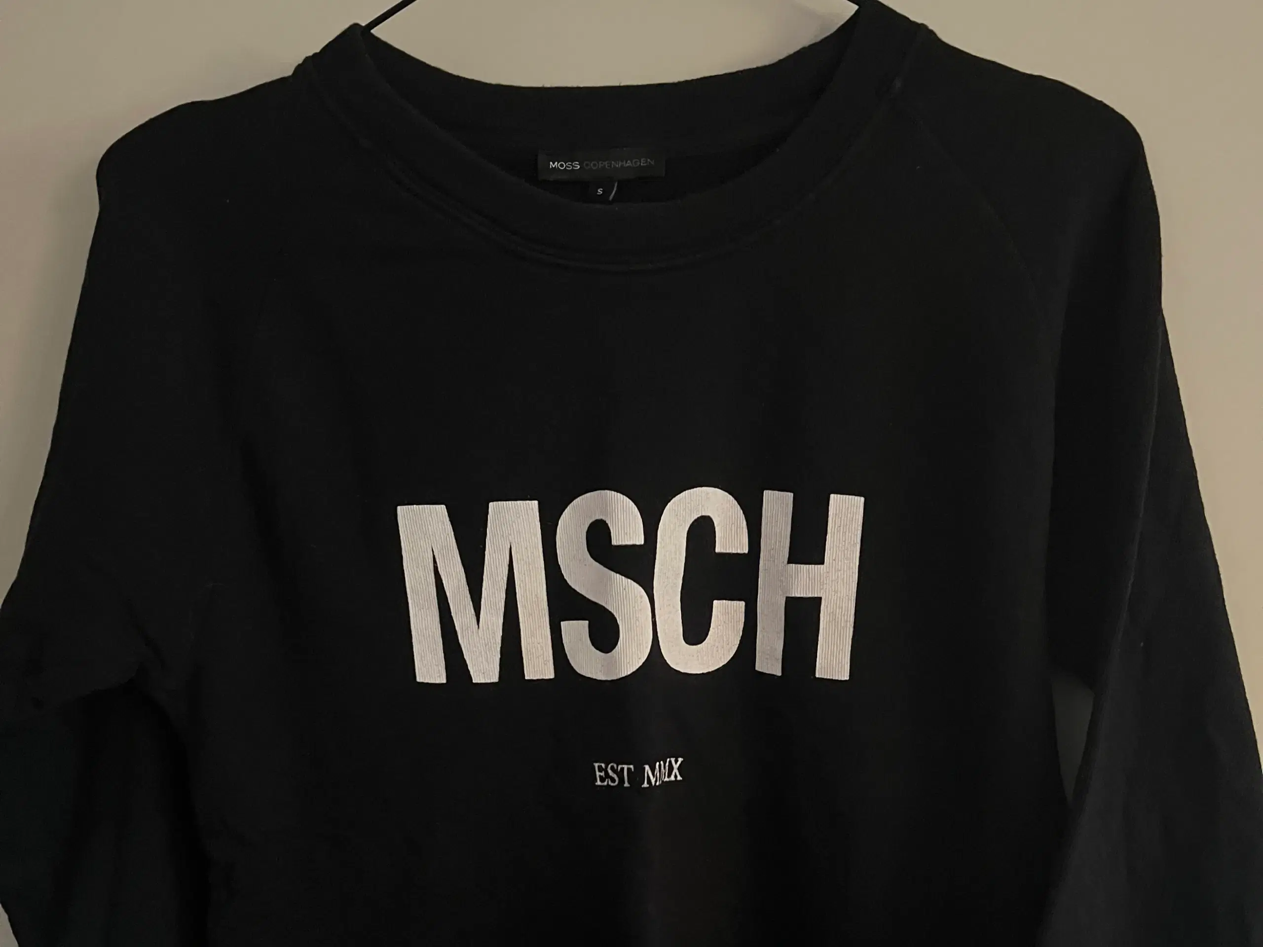 Moss cph sort sweat m hvid logo str s