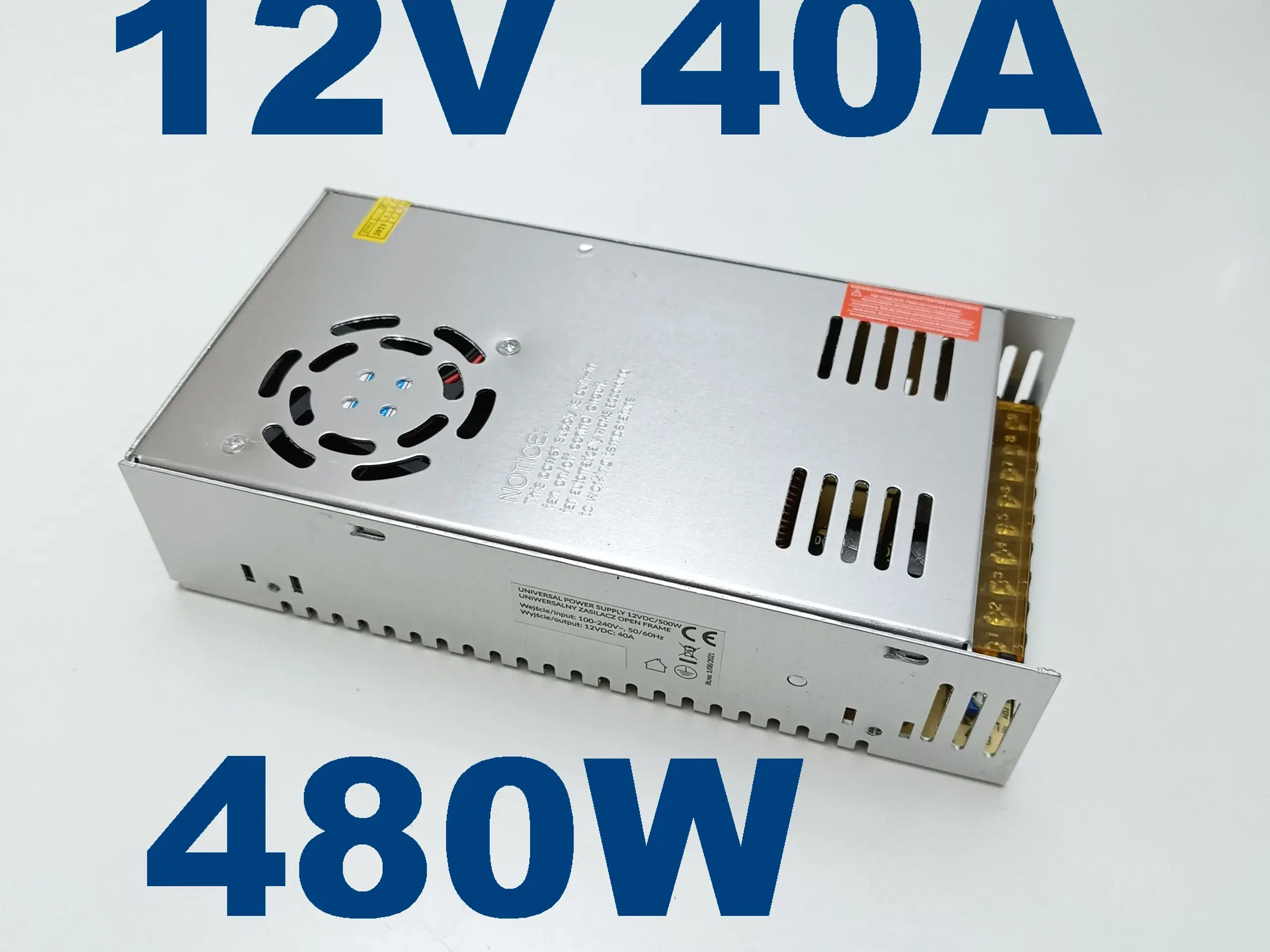 NY! 12V 40A 480W Modulær Strømforsyning + Blæser