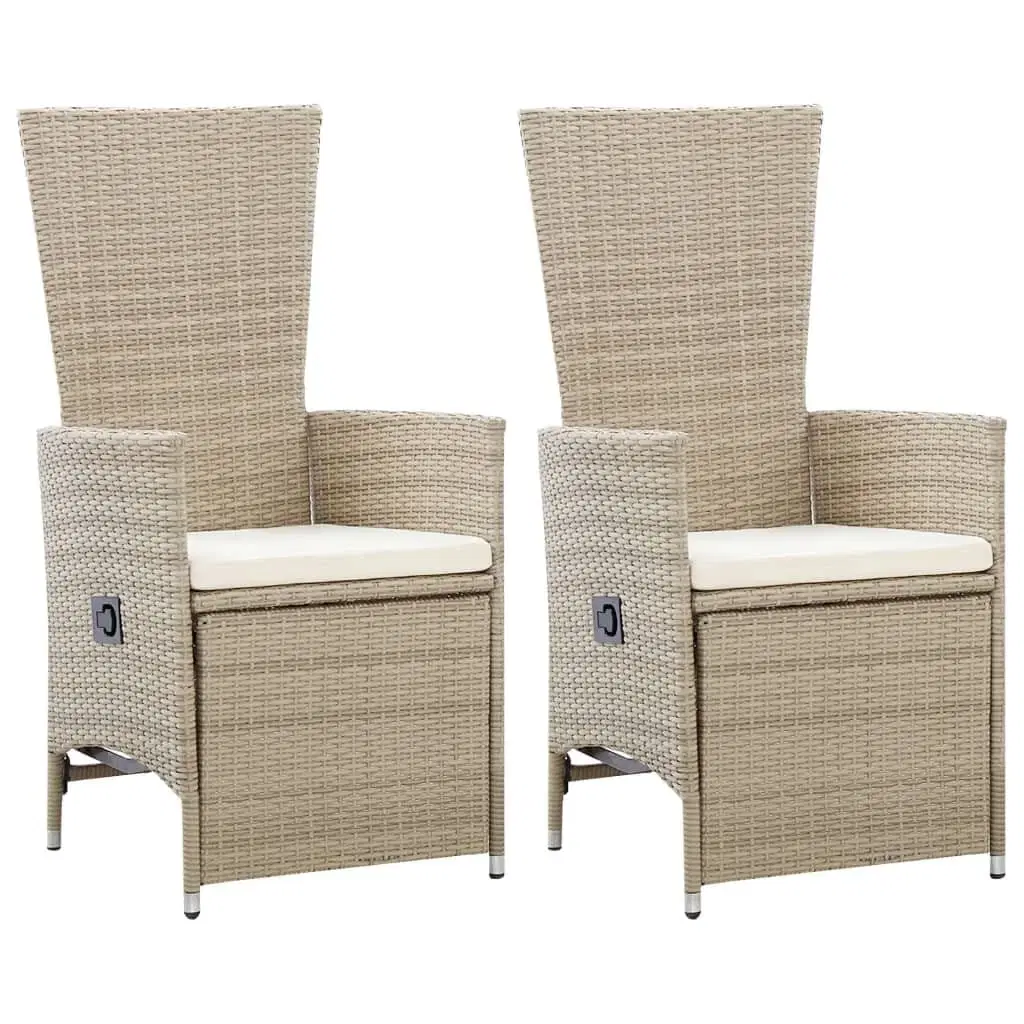 Havelænestole 2 stk med hynder polyrattan beige