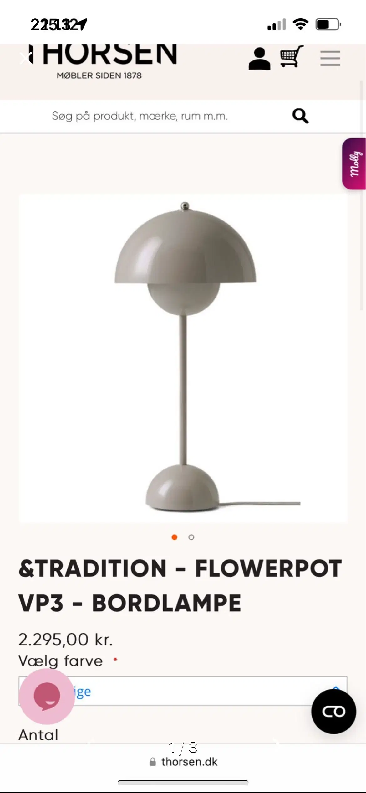 VP 3 Flowerpot-lampe helt ny i original kasse