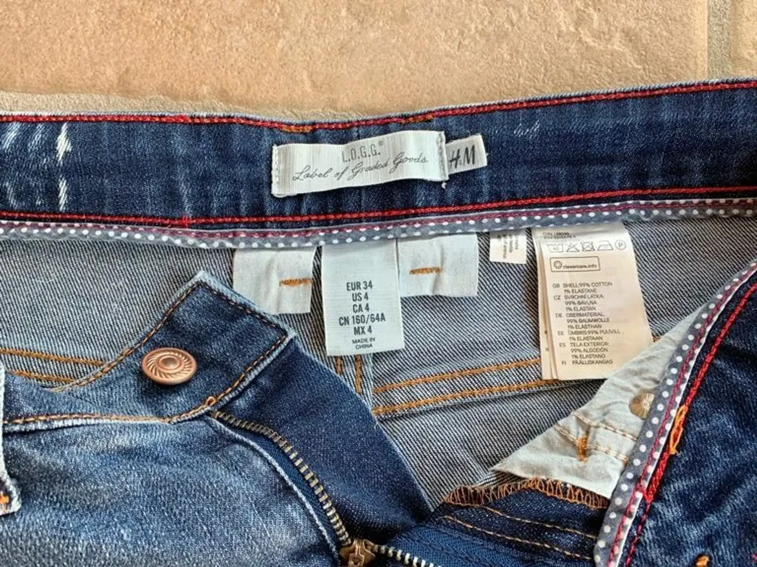 HM denim nederdel str 34