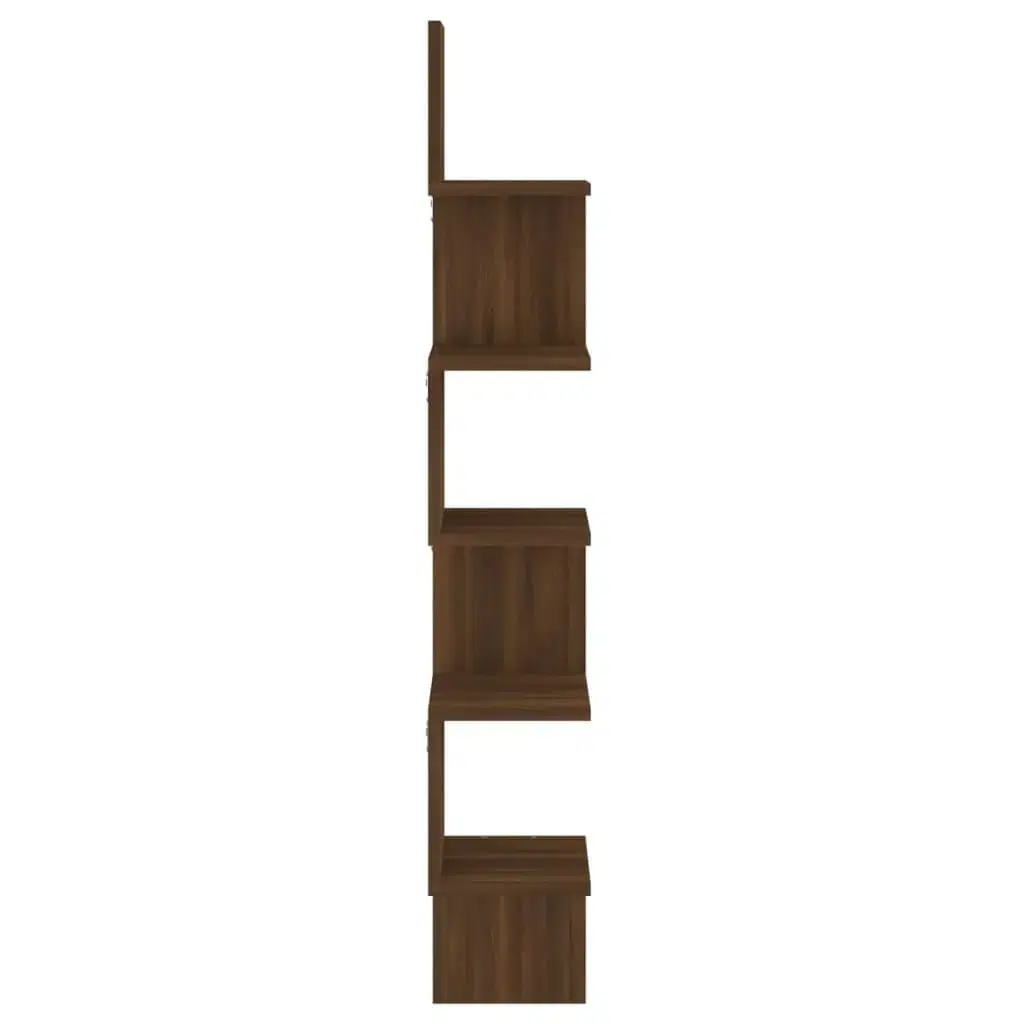 Væghængt hjørnehylde 20x20x1275 cm konstrueret træ brunt eg