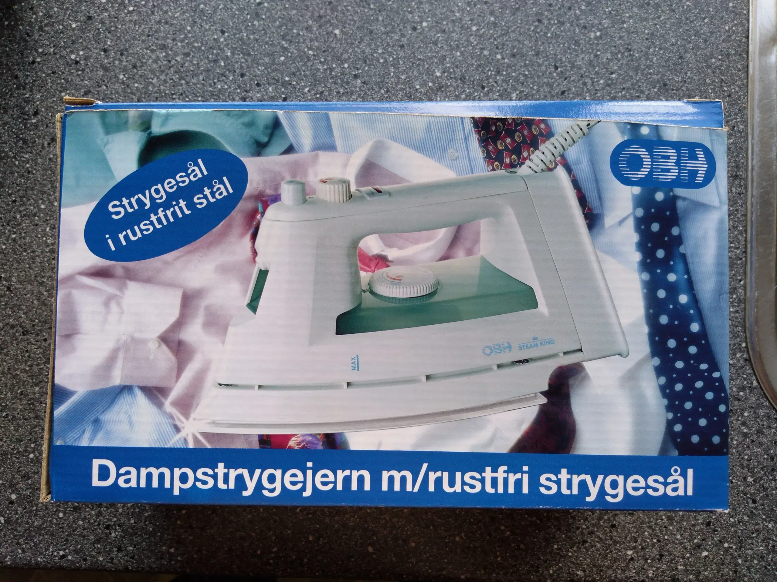 OBH Dampstrygejern m/rustfri strygestål