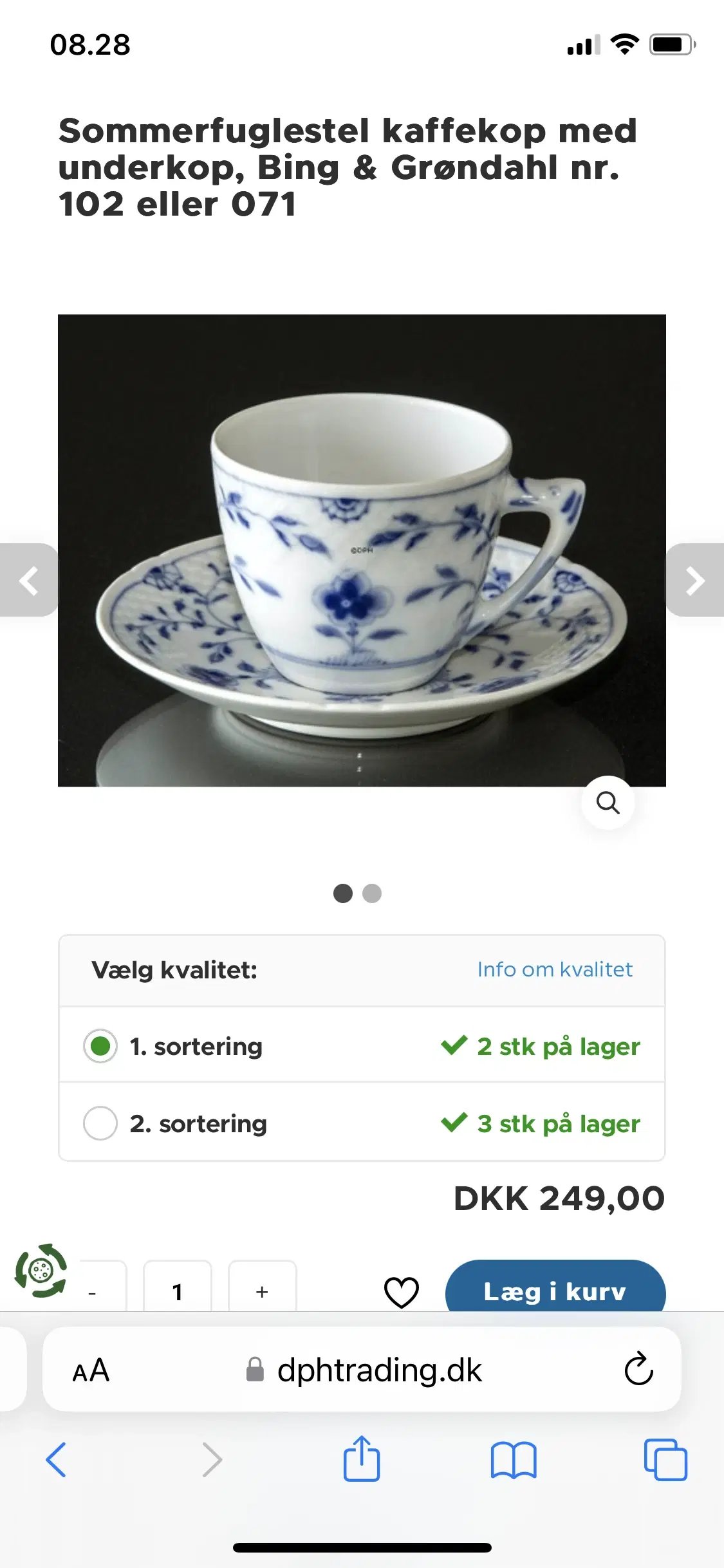 Antik Kaffestel Sommerfugl fra Bing og Grøndahl