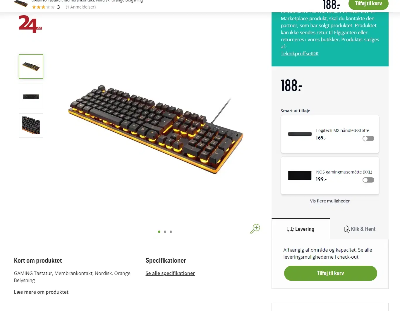 gaming Tastatur og Mussemåtte