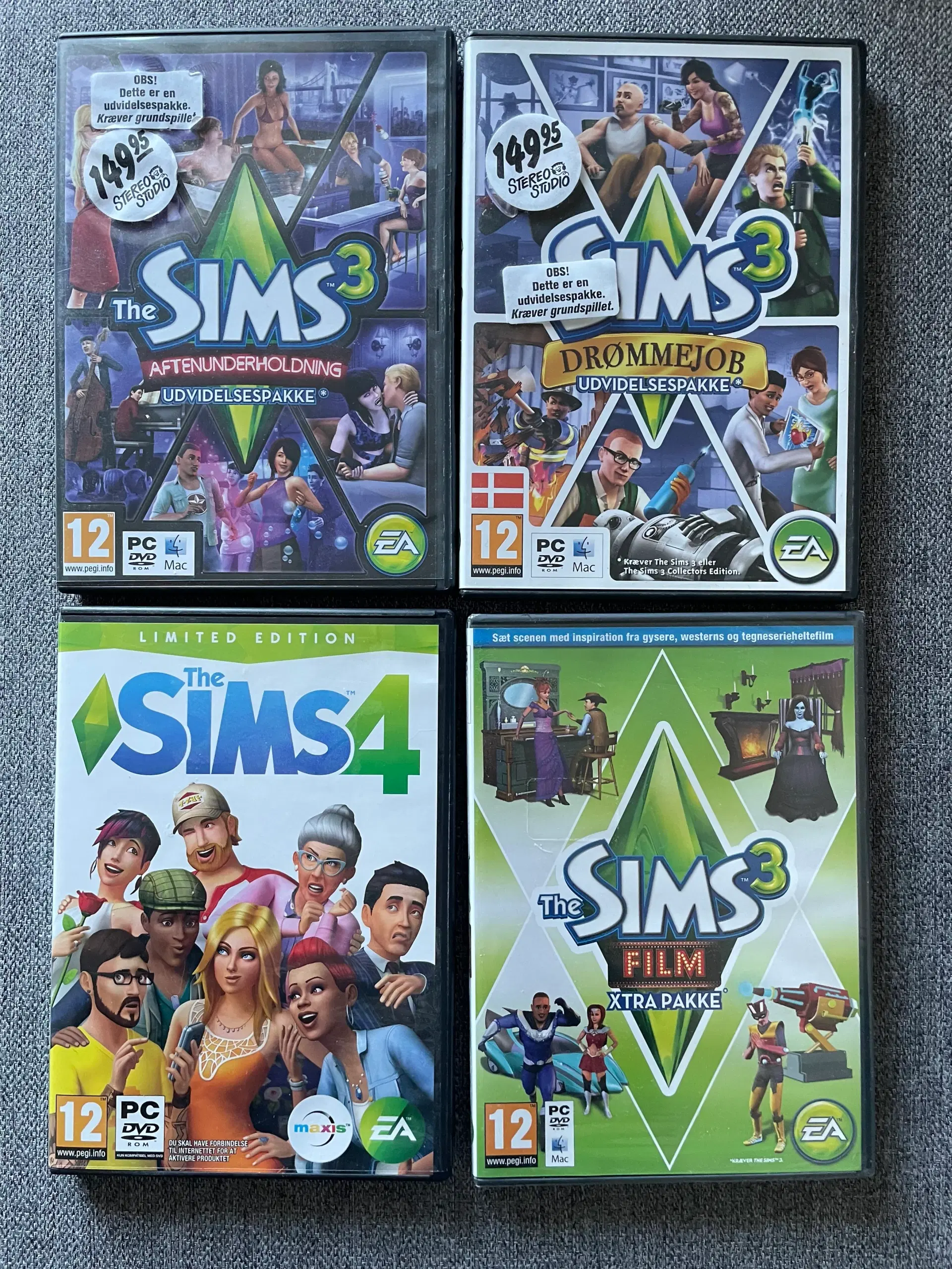 3 stk The Sims 3 spil og 1 The Sims 4 rollespil