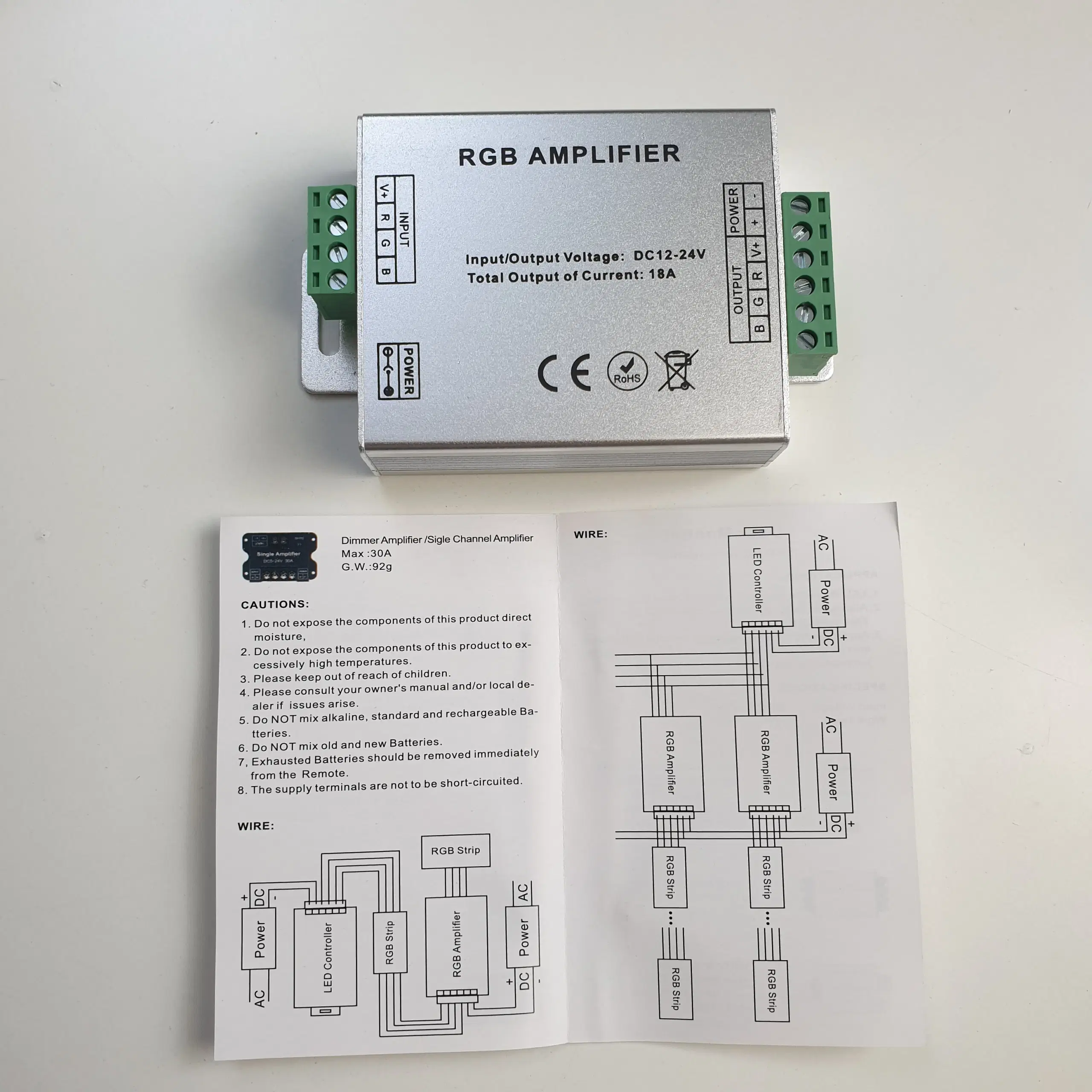 NY! RGB 12V-24V 18A 216W LED Forstærker Amplifier