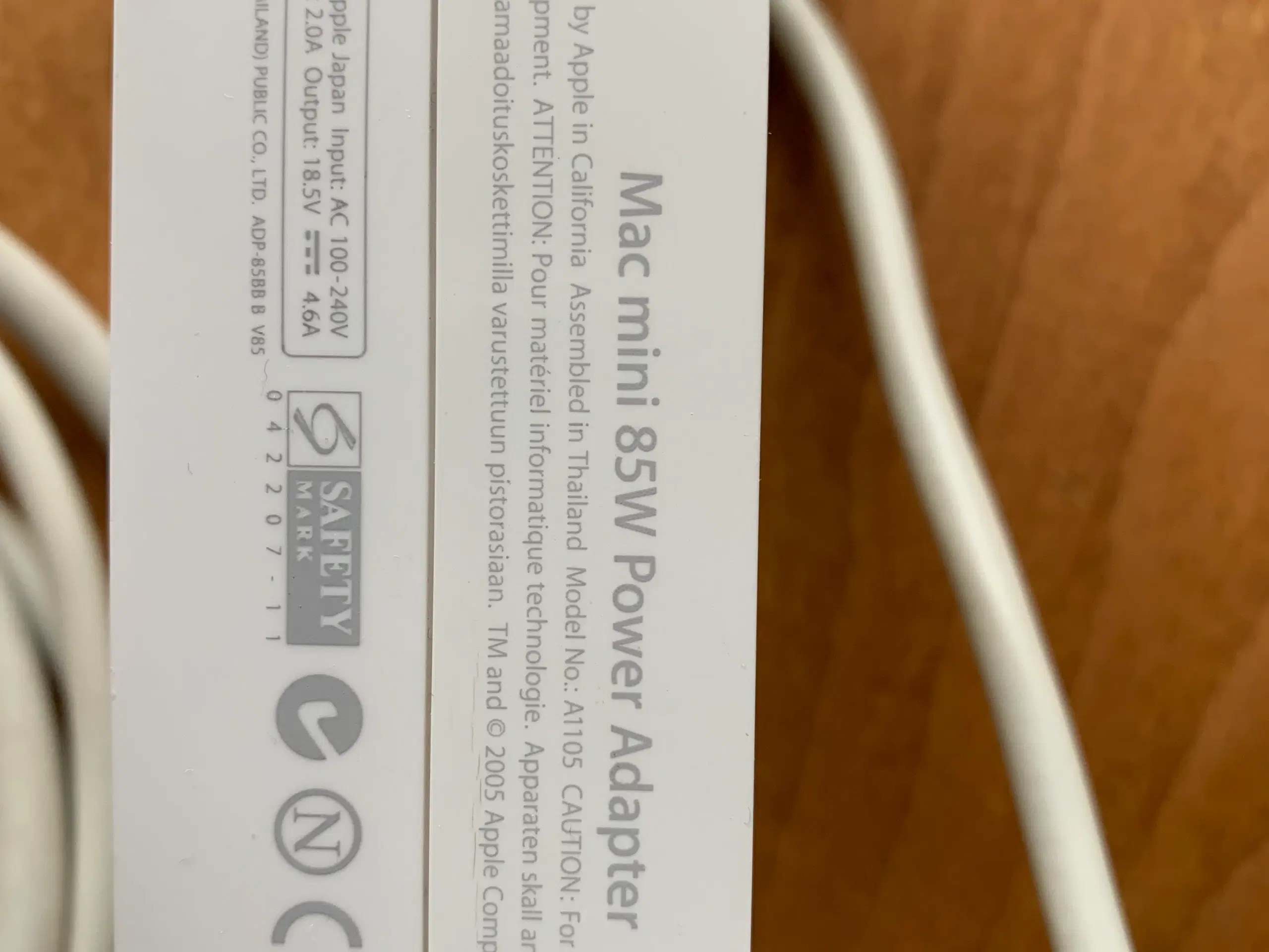 85W Strømforsyning fra Apple til MacMini