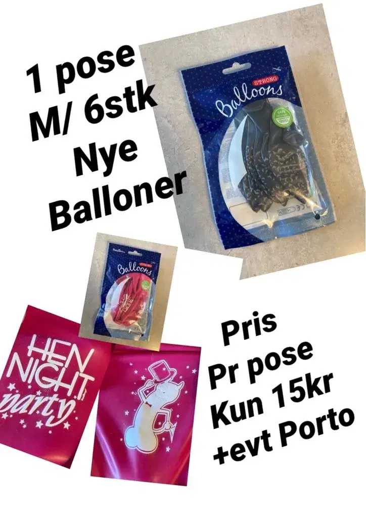 Nye poser m/6stk balloner frit valg