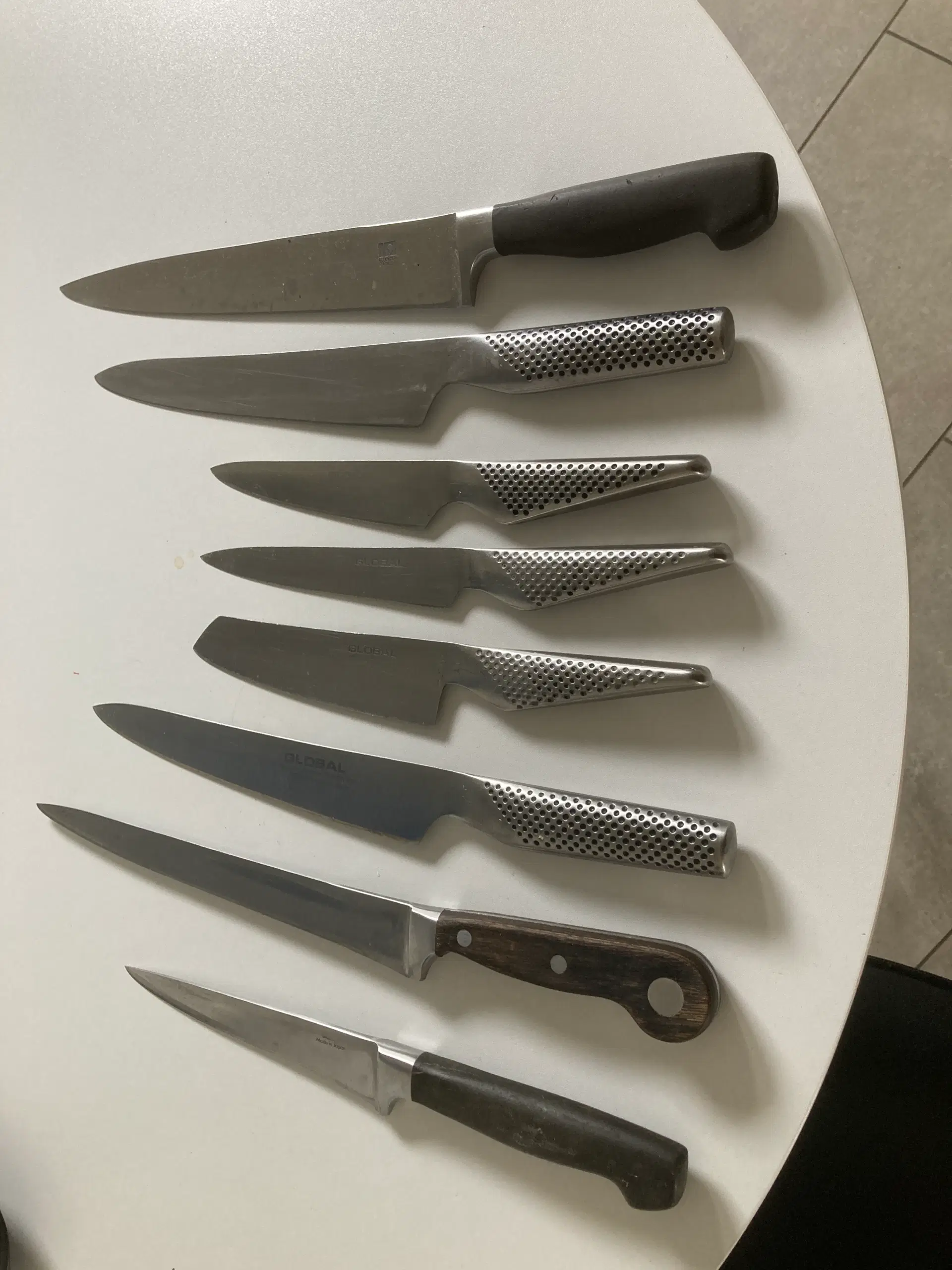 køkkenknive sælges bla Global knive (nyslebet)