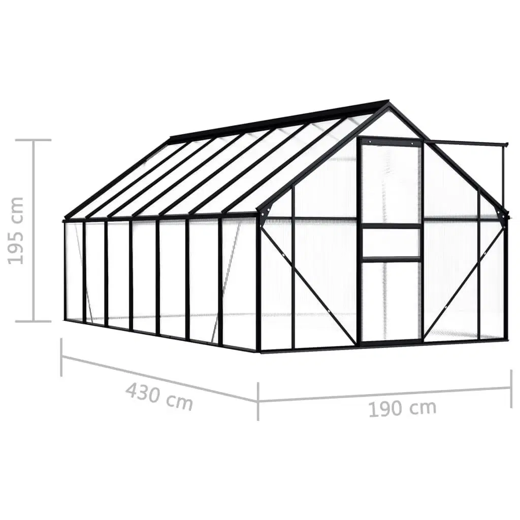 Drivhus 817 m² aluminium antracitgrå