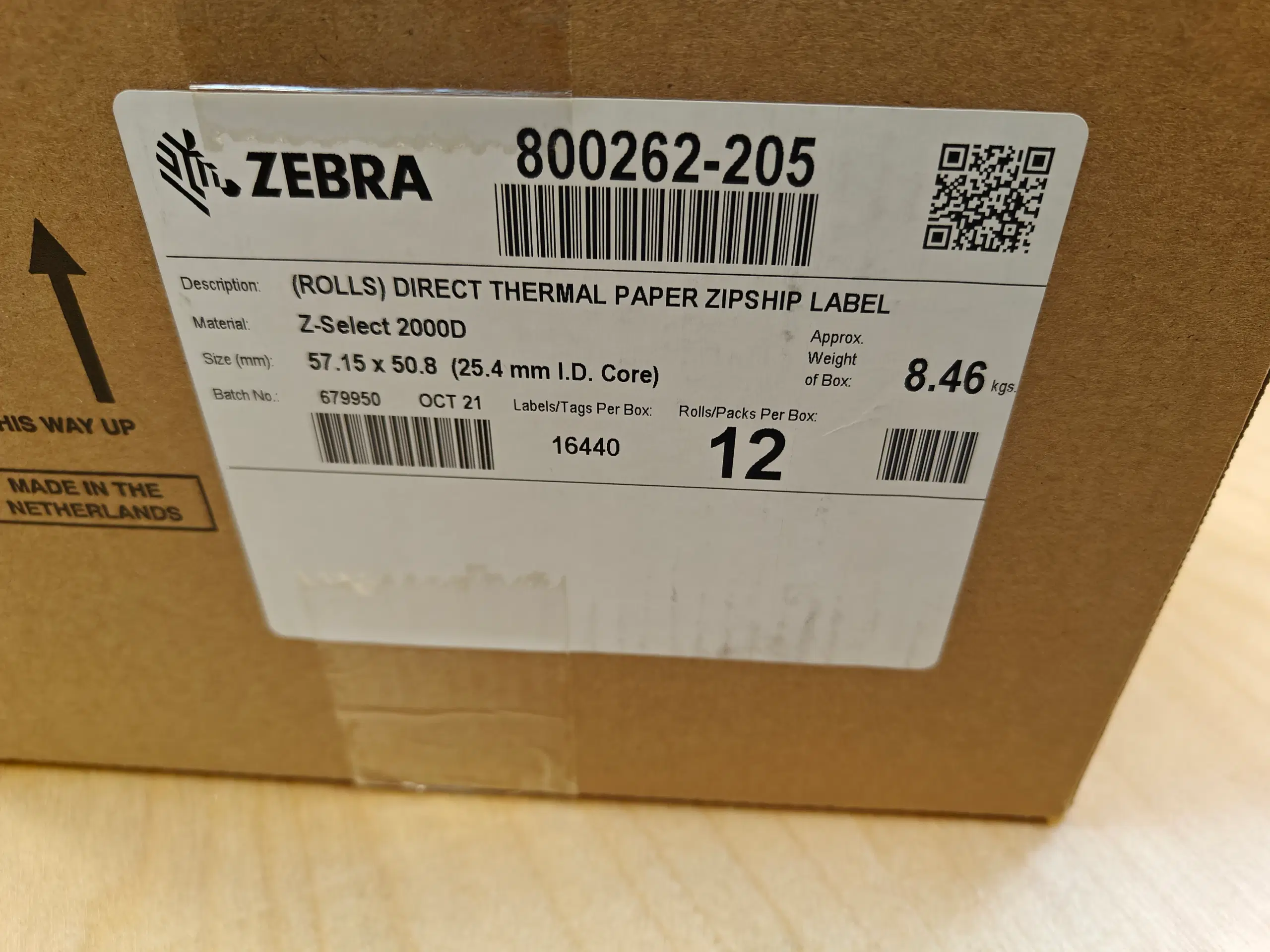 kasse Zebra Z-Select 2000D labels ny