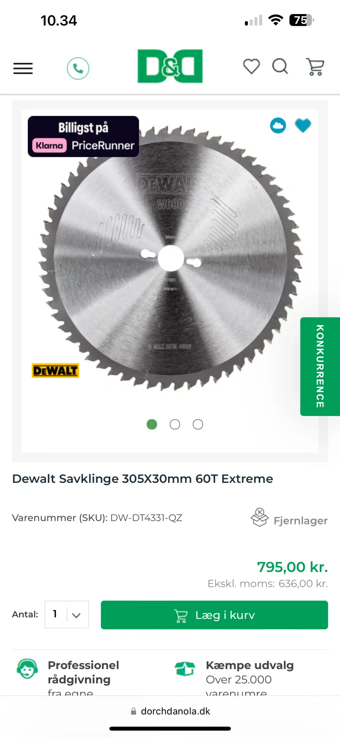 DeWalt exstreme Wood klinge - for combisav