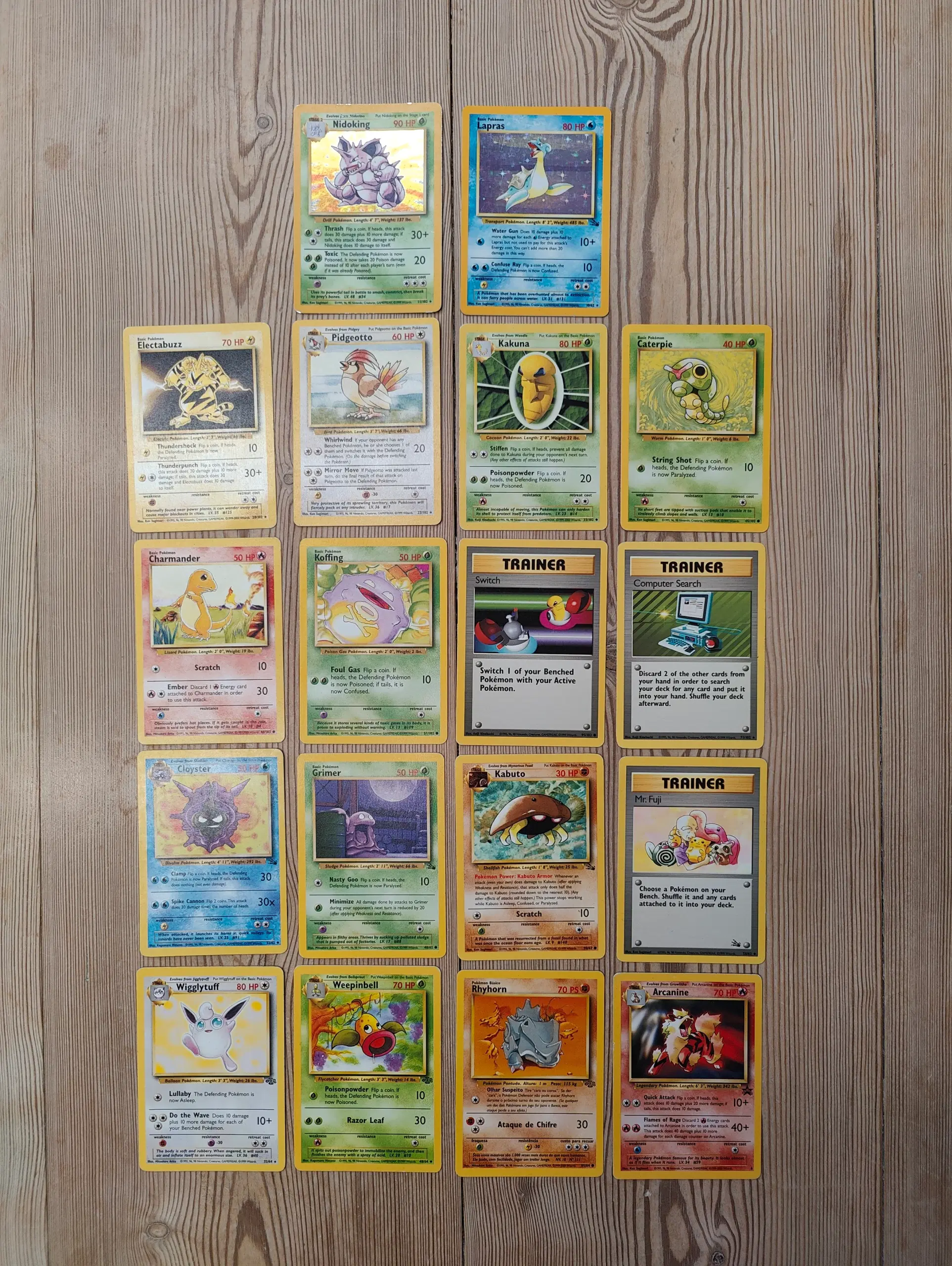 Base Set Jungle Fossil og Promo Pokemon Kort