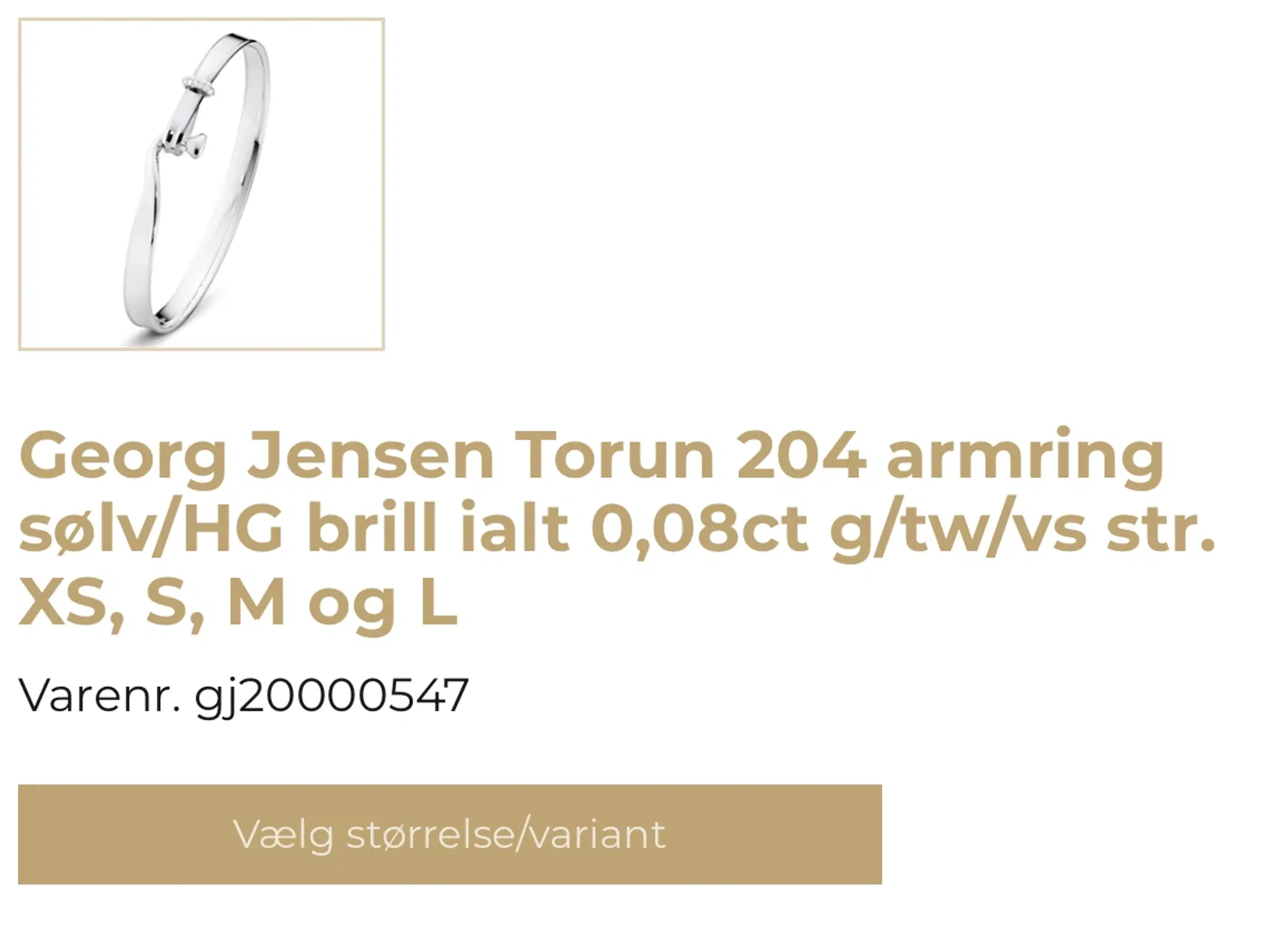 Georg Jensen armring torun i sølv med diamanter