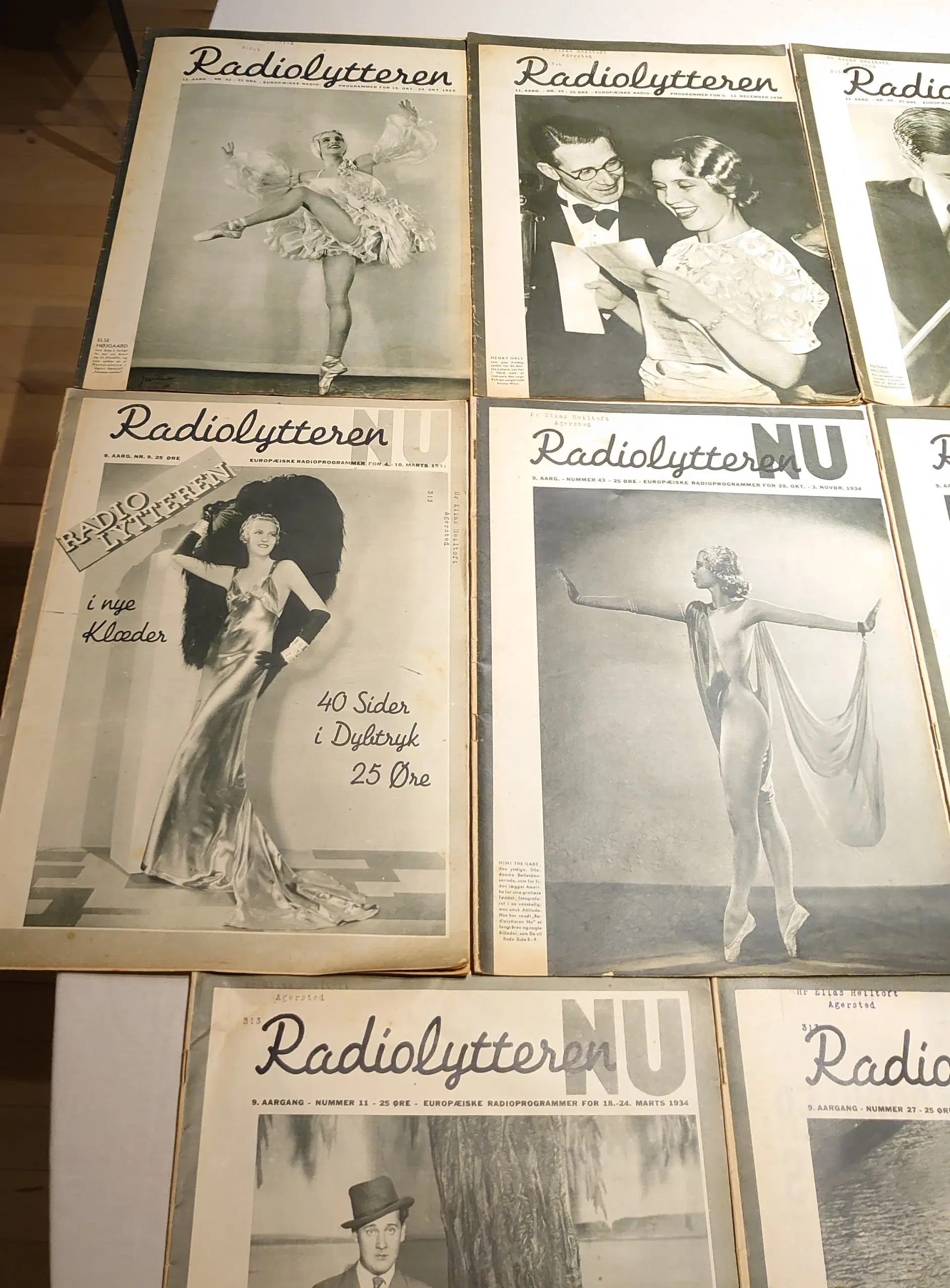 11 stk sjældne "Radiolytteren NU" fra 1934 og 36