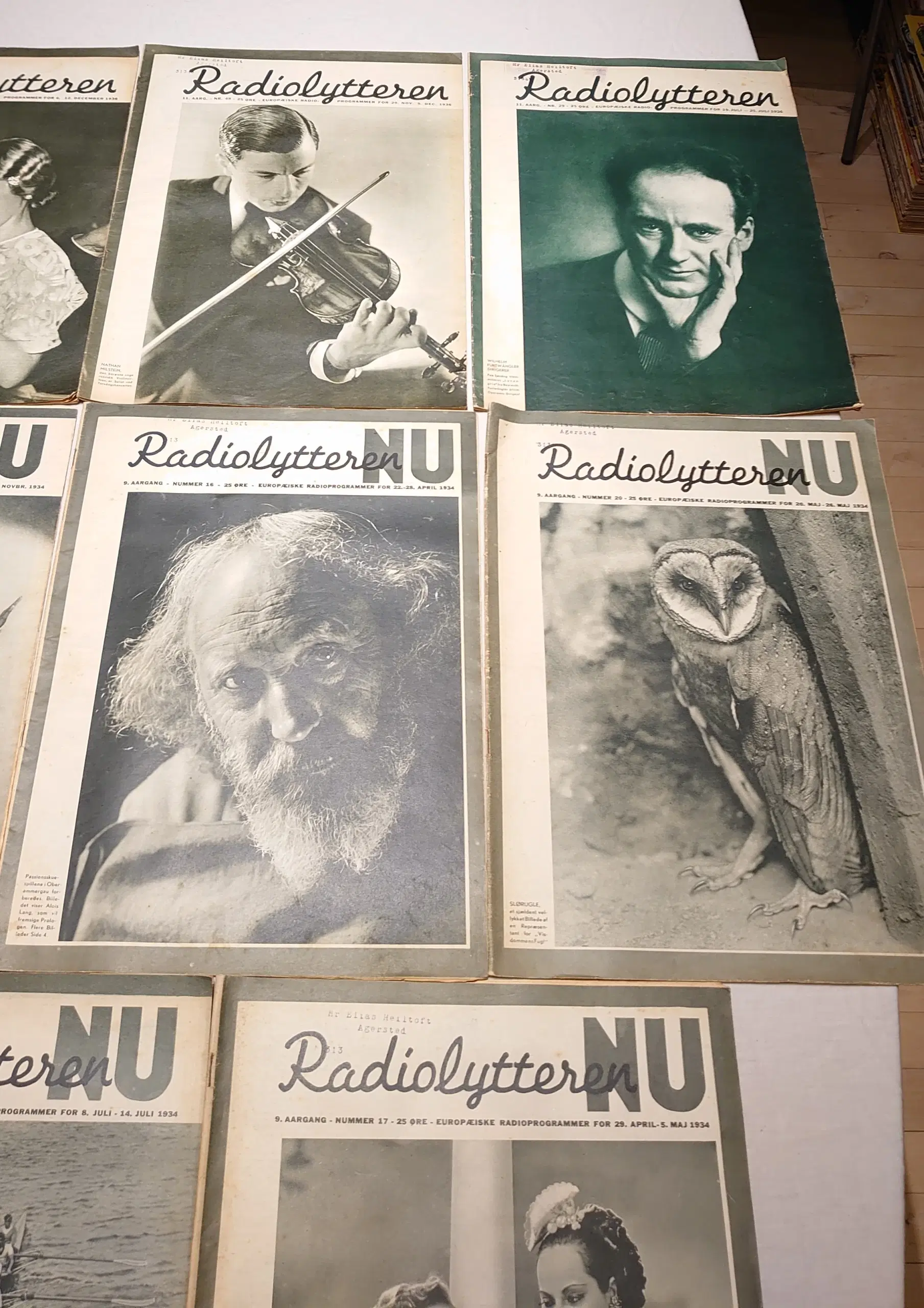 11 stk sjældne "Radiolytteren NU" fra 1934 og 36