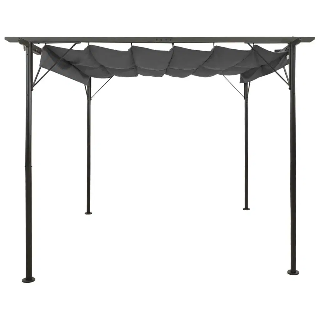 Pergola med sammenrulleligt tag 3x3 m 180 g/m² antracitgrå