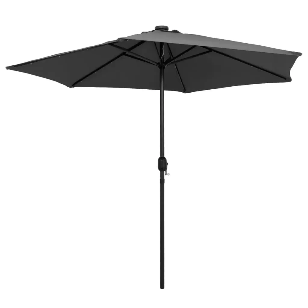 Udendørs parasol med LED-lys og aluminiumsstang 270 cm antracitgrå