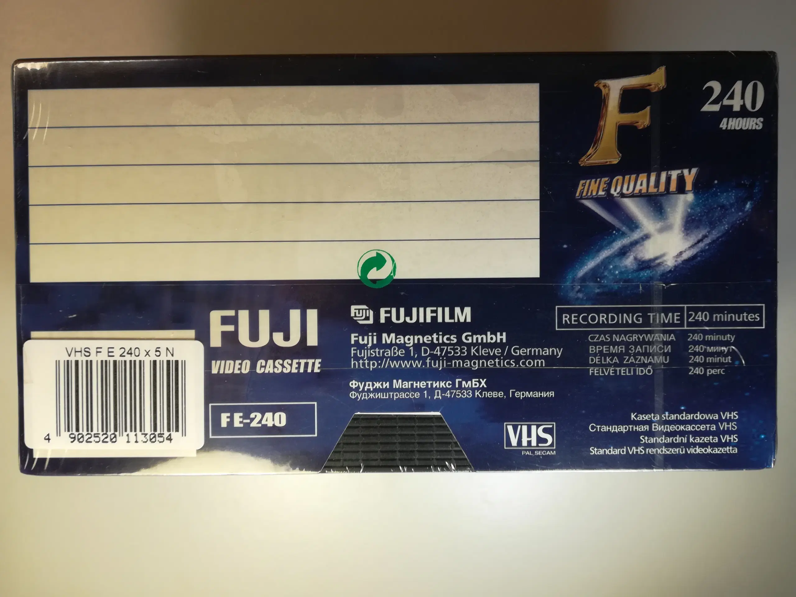 Fuji F Fine Quality 240 VHS Video Kassettebånd-NYE