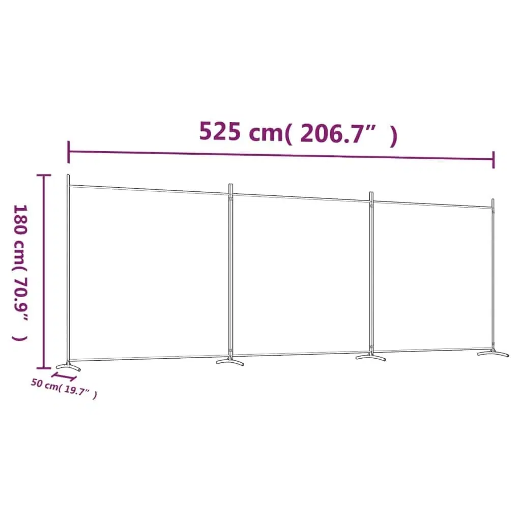 3-panels rumdeler 525x180 cm stof antracitgrå