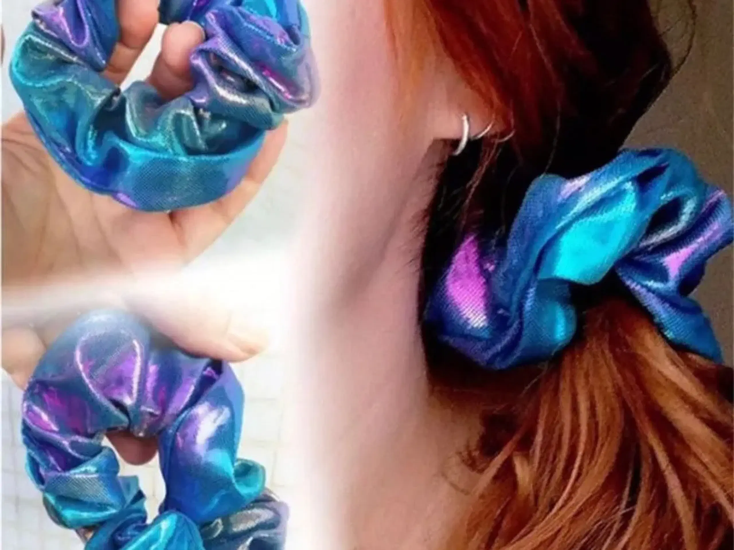 Scrunchie hårelastik med shiny glimmer effekt