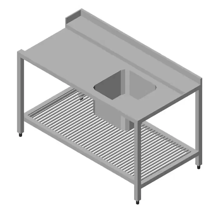 Opvaskemaskine bord med zink – 190 x 75 cm – højre