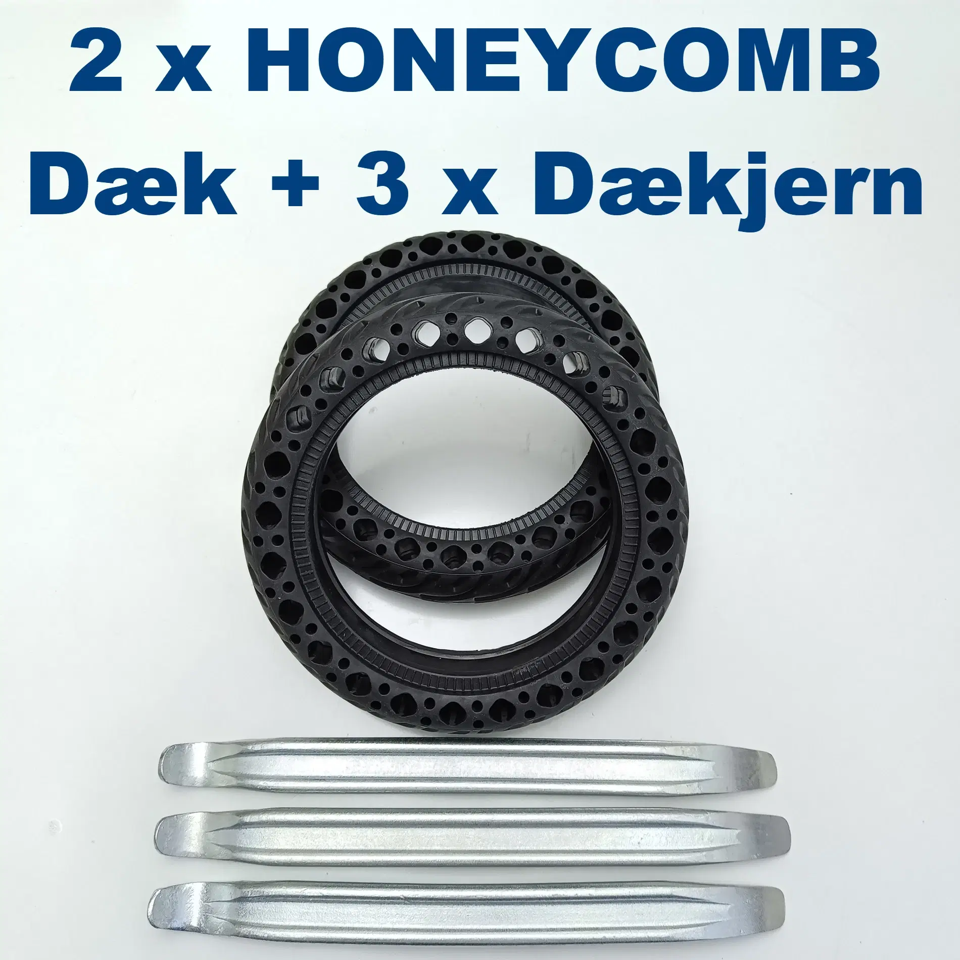 NY! 2 x HONEYCOMB Dæk + 3 x Dækjern