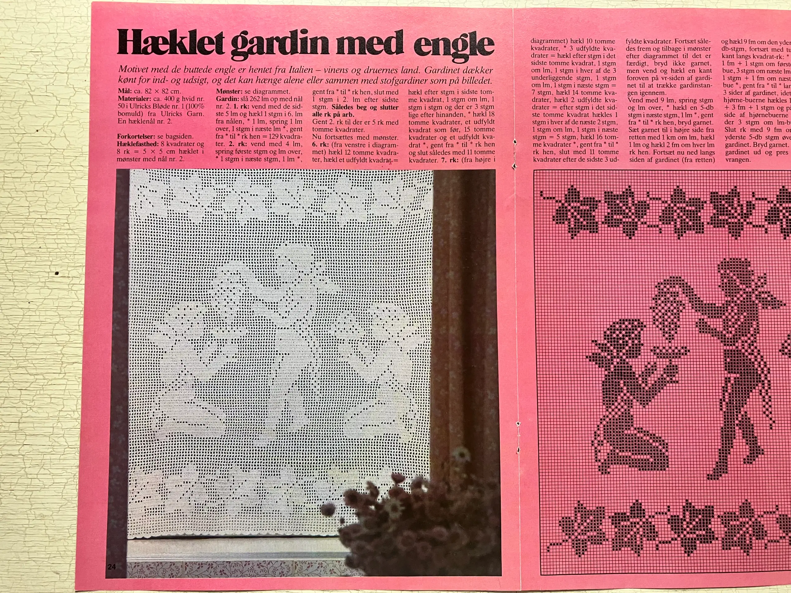 Hæklet gardin med engle