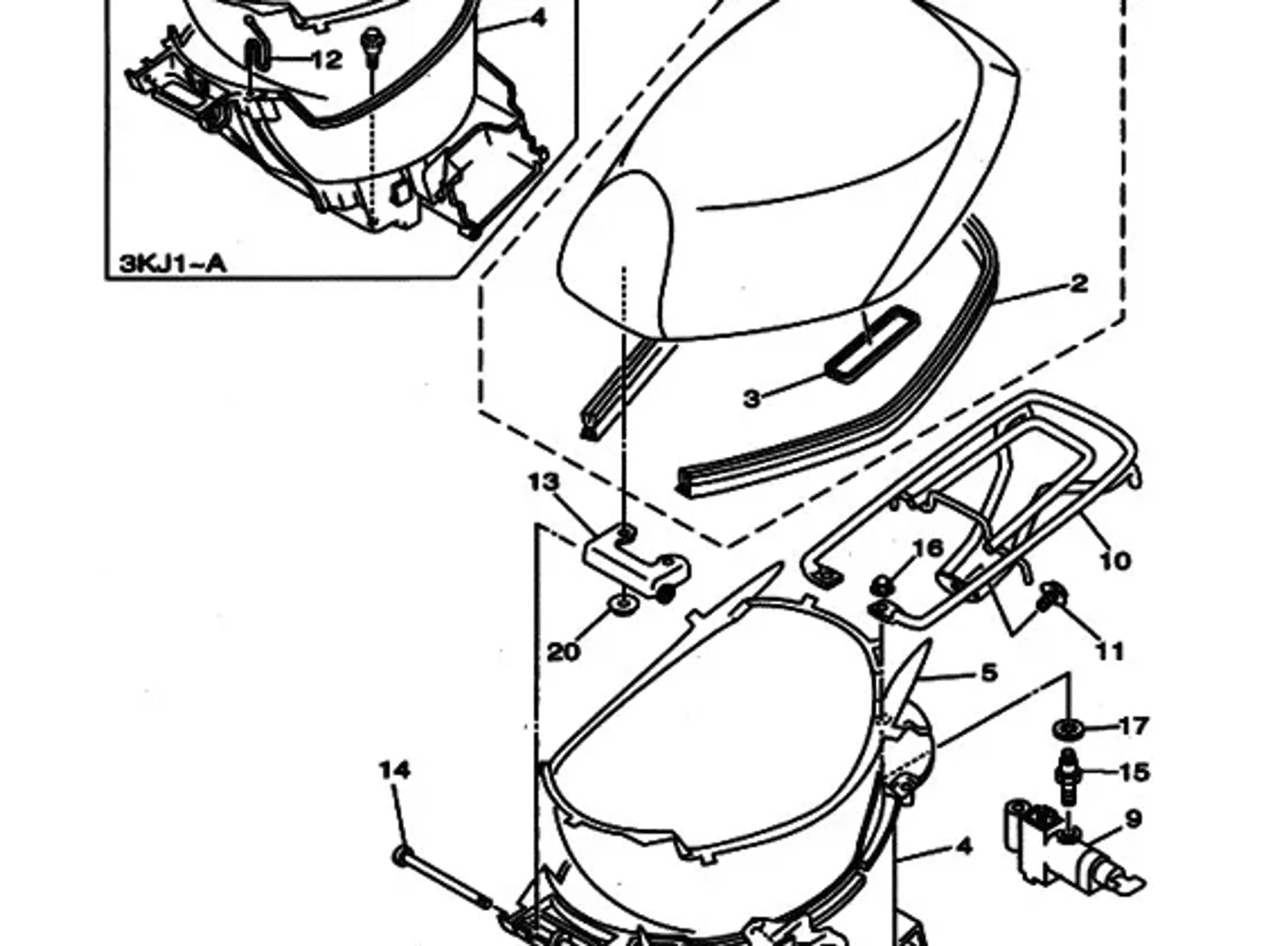 Sæde kasse Yamaha Jog AS