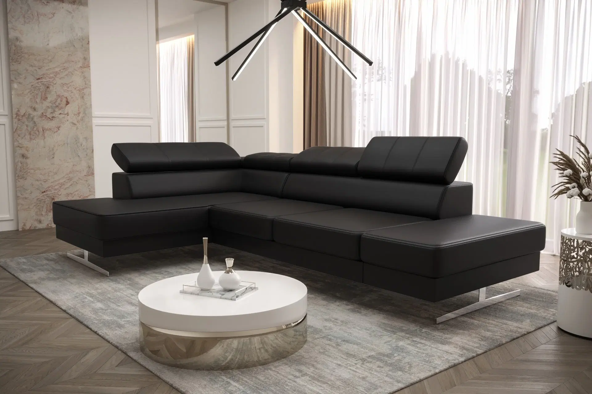 EMPIRE MINI HJØRNESOFA 300x180 Hvidt øko læder - MT920 VENSTRE