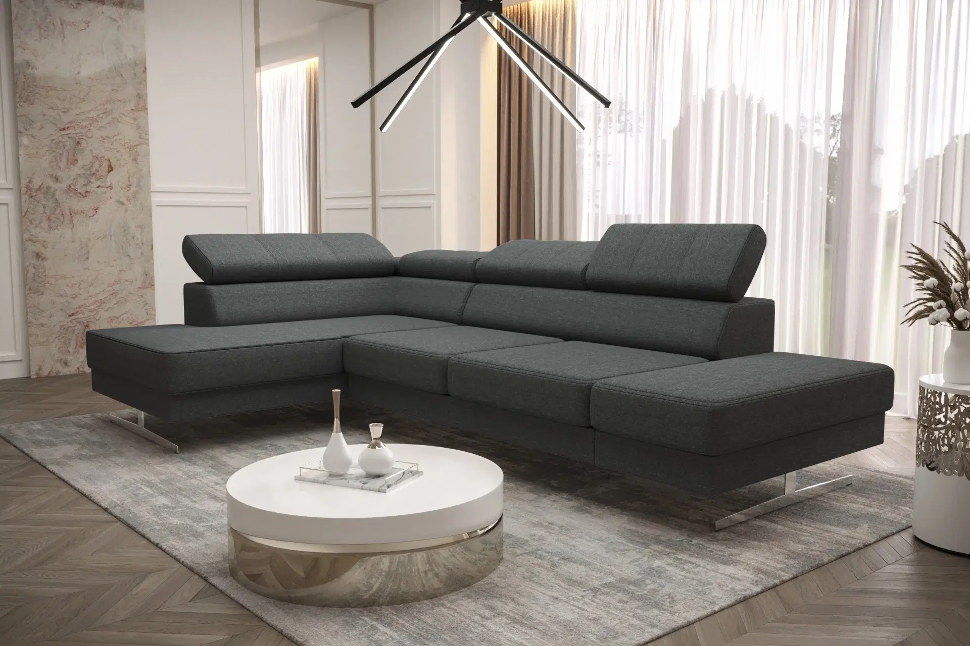 EMPIRE MINI HJØRNESOFA 300x180 Hvidt øko læder - MT920 VENSTRE