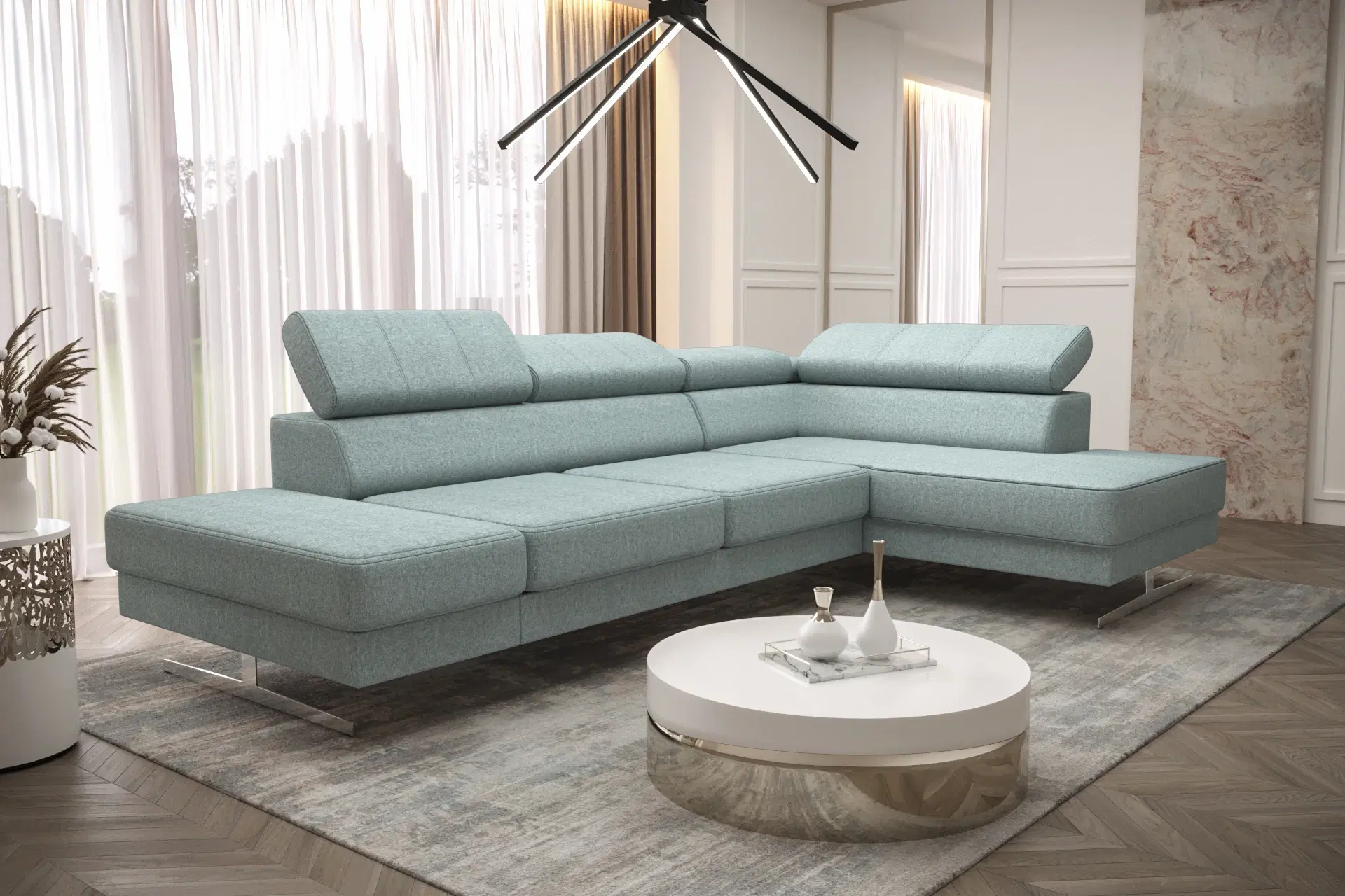 EMPIRE MINI HJØRNESOFA 300x180 Hvidt øko læder - MT920 VENSTRE