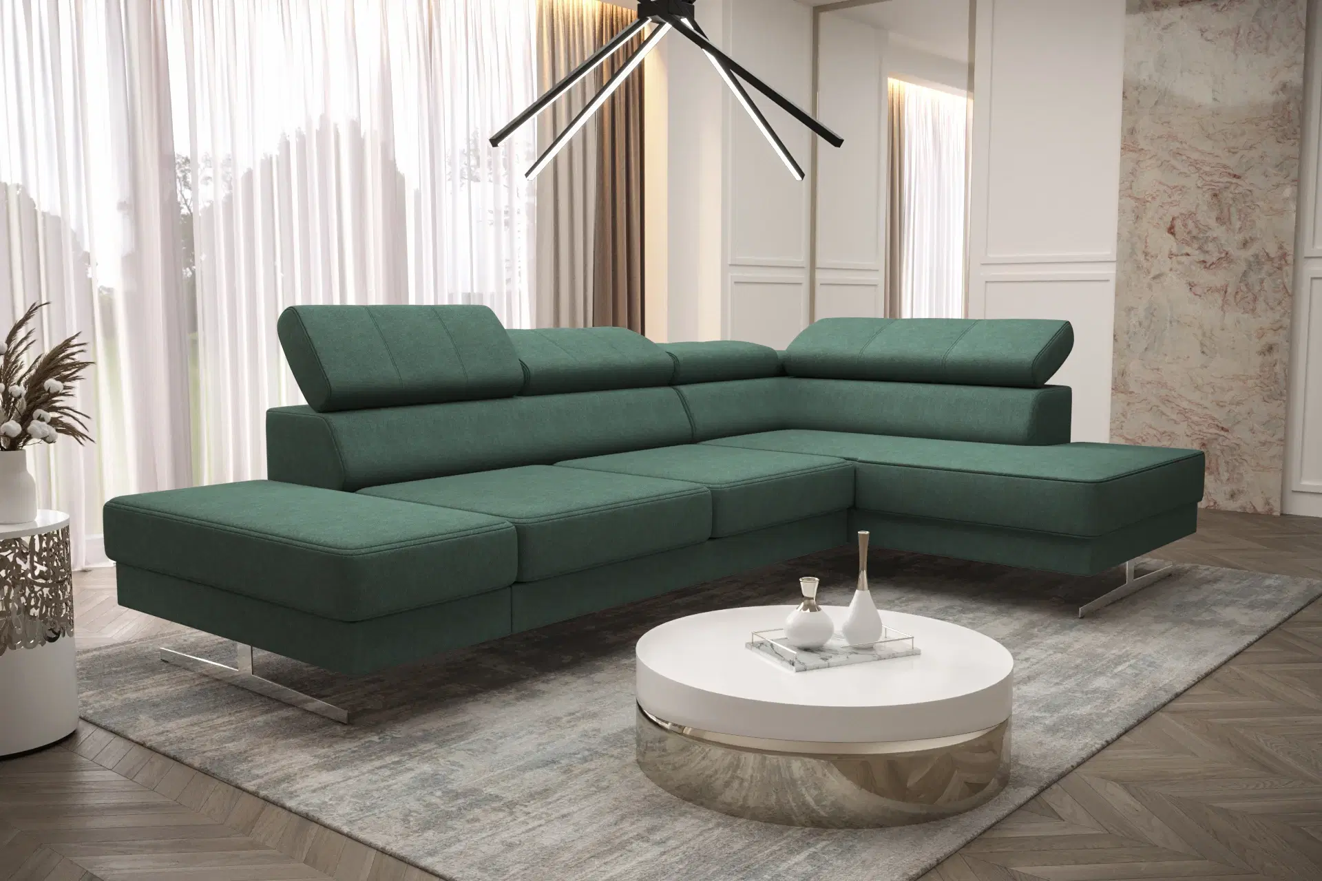 EMPIRE MINI HJØRNESOFA 300x180 Hvidt øko læder - MT920 VENSTRE