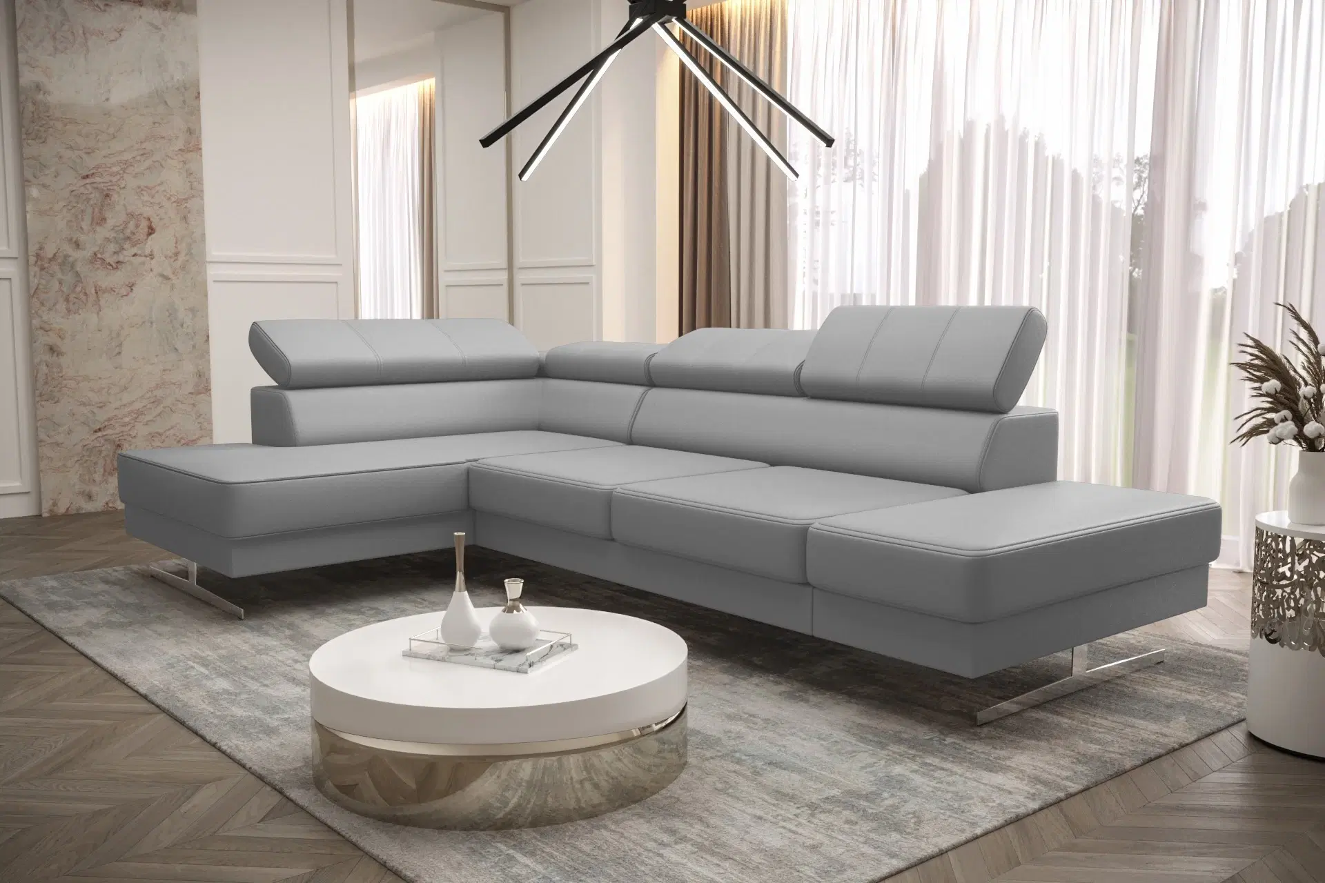 EMPIRE MINI HJØRNESOFA 300x180 Hvidt øko læder - MT920 VENSTRE