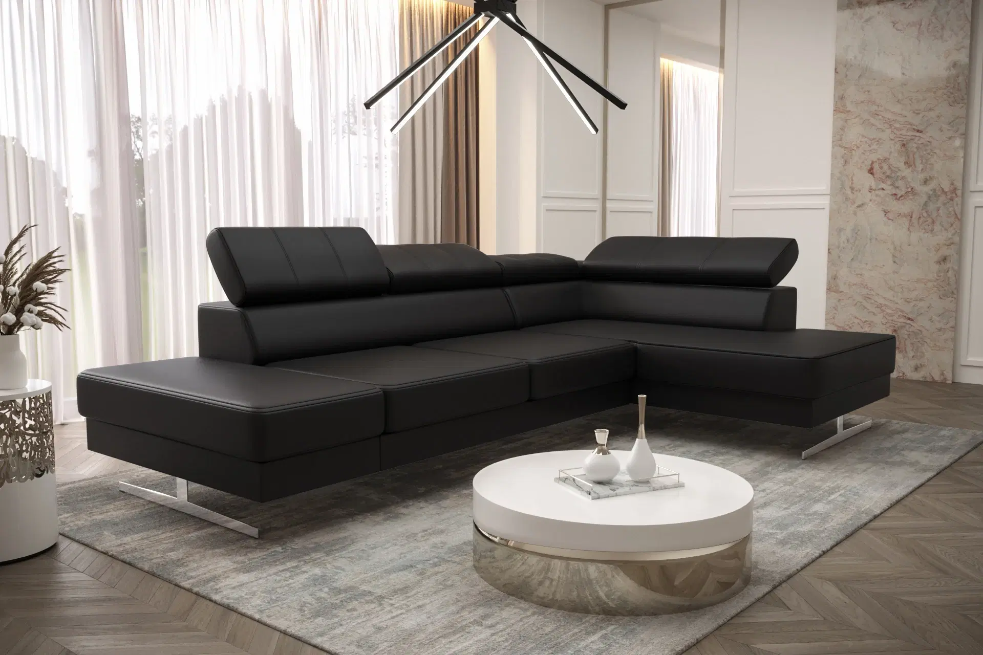 EMPIRE MINI HJØRNESOFA 300x180 Hvidt øko læder - MT920 VENSTRE