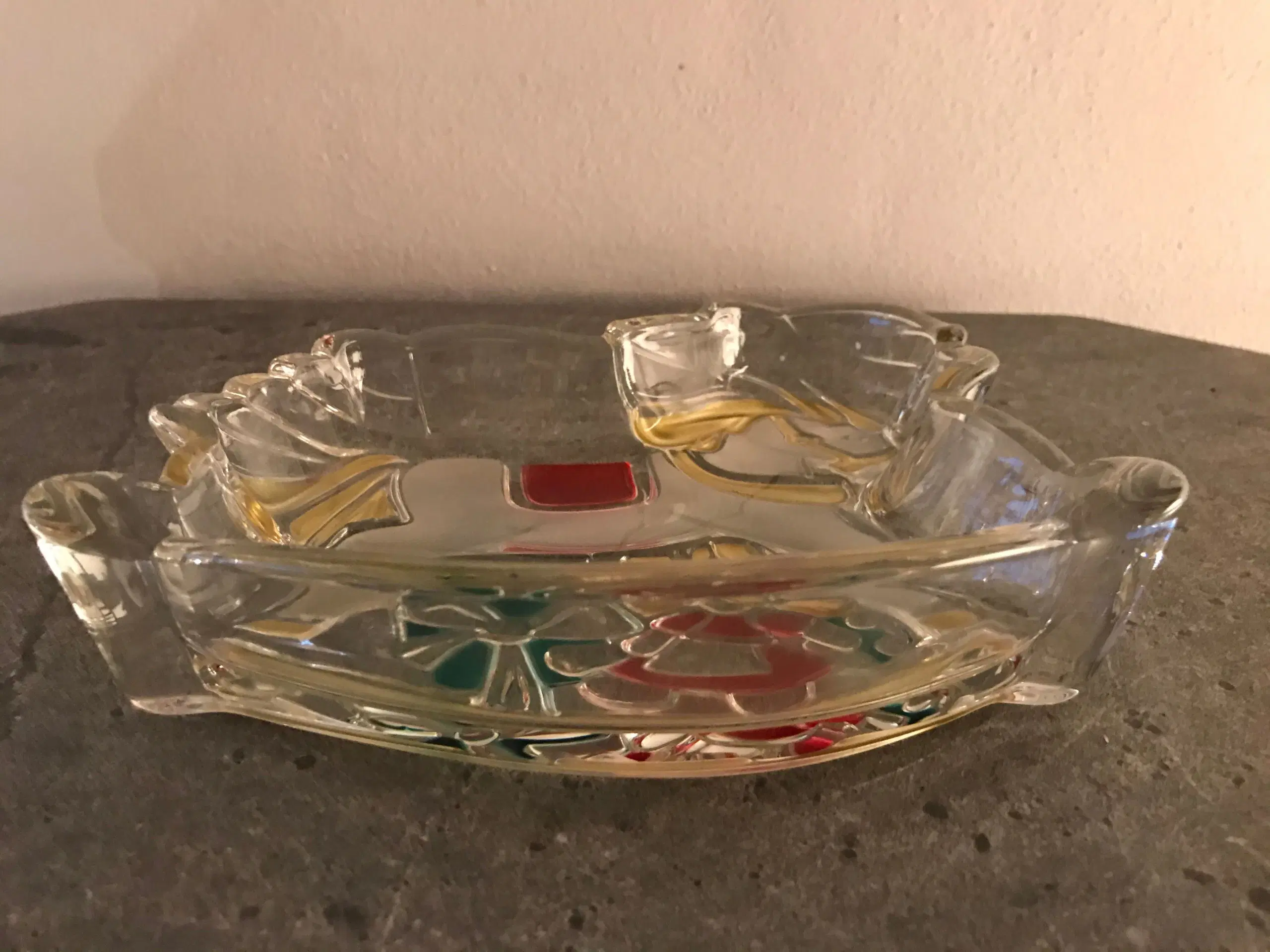 Vintage glasskål / farvet glas (gyngehest)