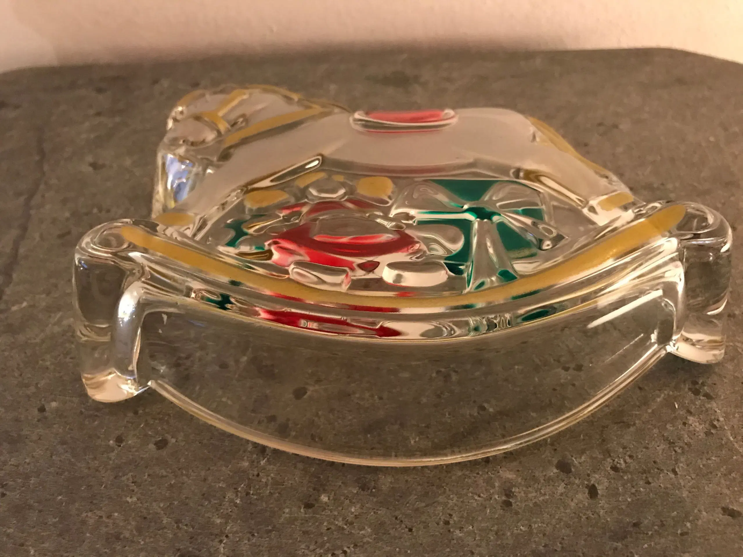 Vintage glasskål / farvet glas (gyngehest)