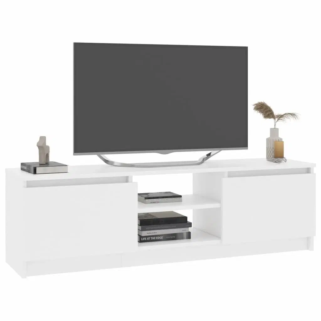 Tv-bord 120x30x355 cm konstrueret træ hvid