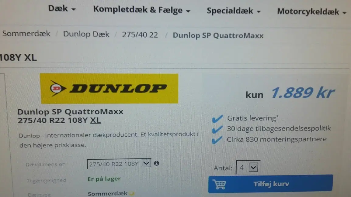 Alufælge 22" med dæk  5X120 ET 35