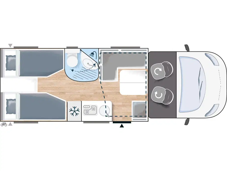 2022 - Chausson Titanium 627 GA Premium   Enkeltsenge + hæve-/sænkeseng 5 selepladser 4 sovepladser mulighed for 5 170Hk Aut Bi-Xeneon med ledlysmeget udstyr