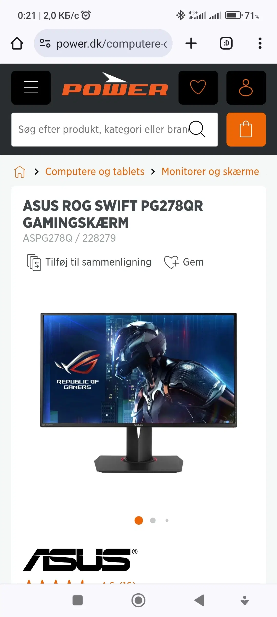 GAMINGSKÆRM ROG SWIFT PG278QR