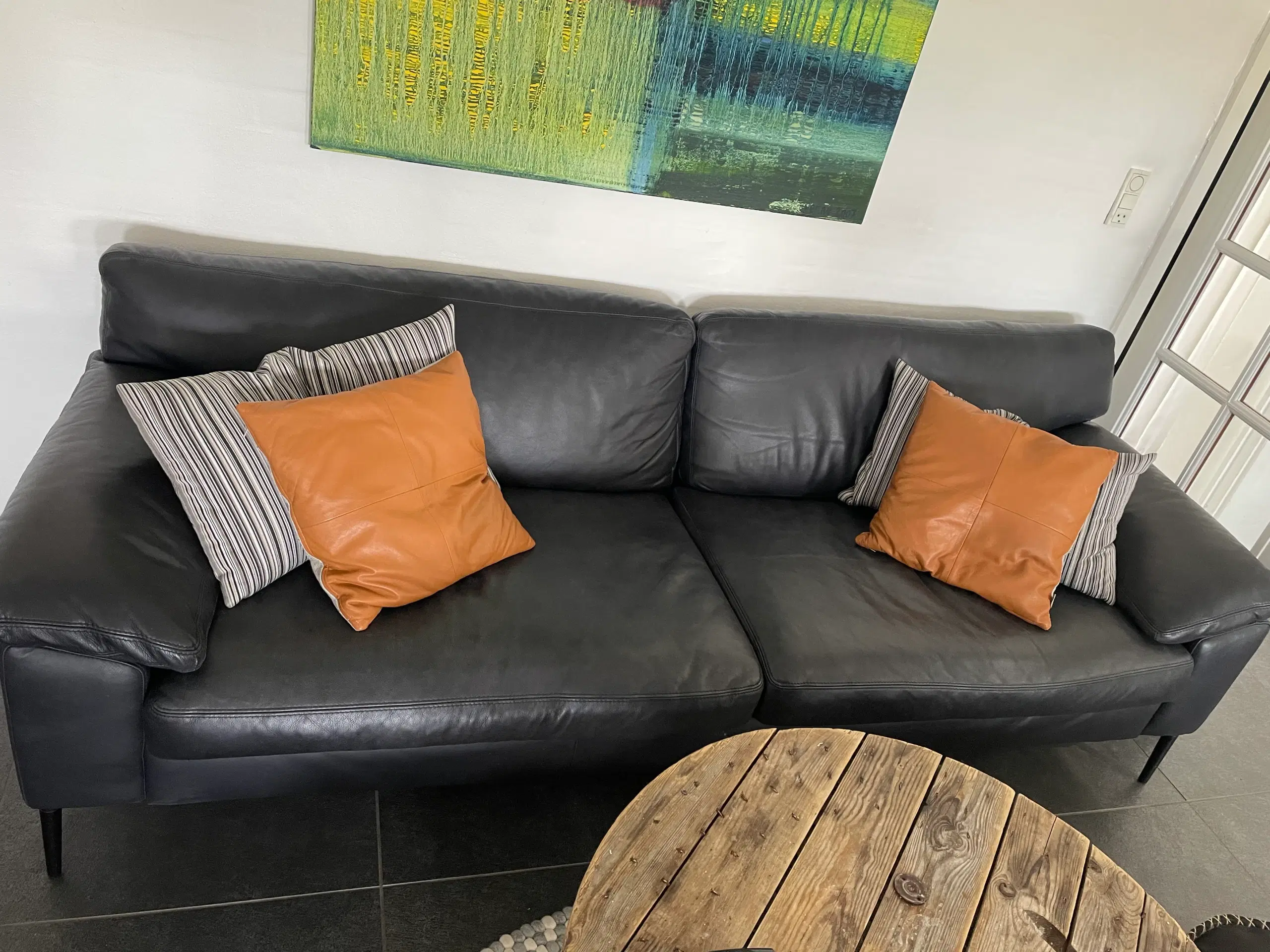 3 pers sofa i kalveskind