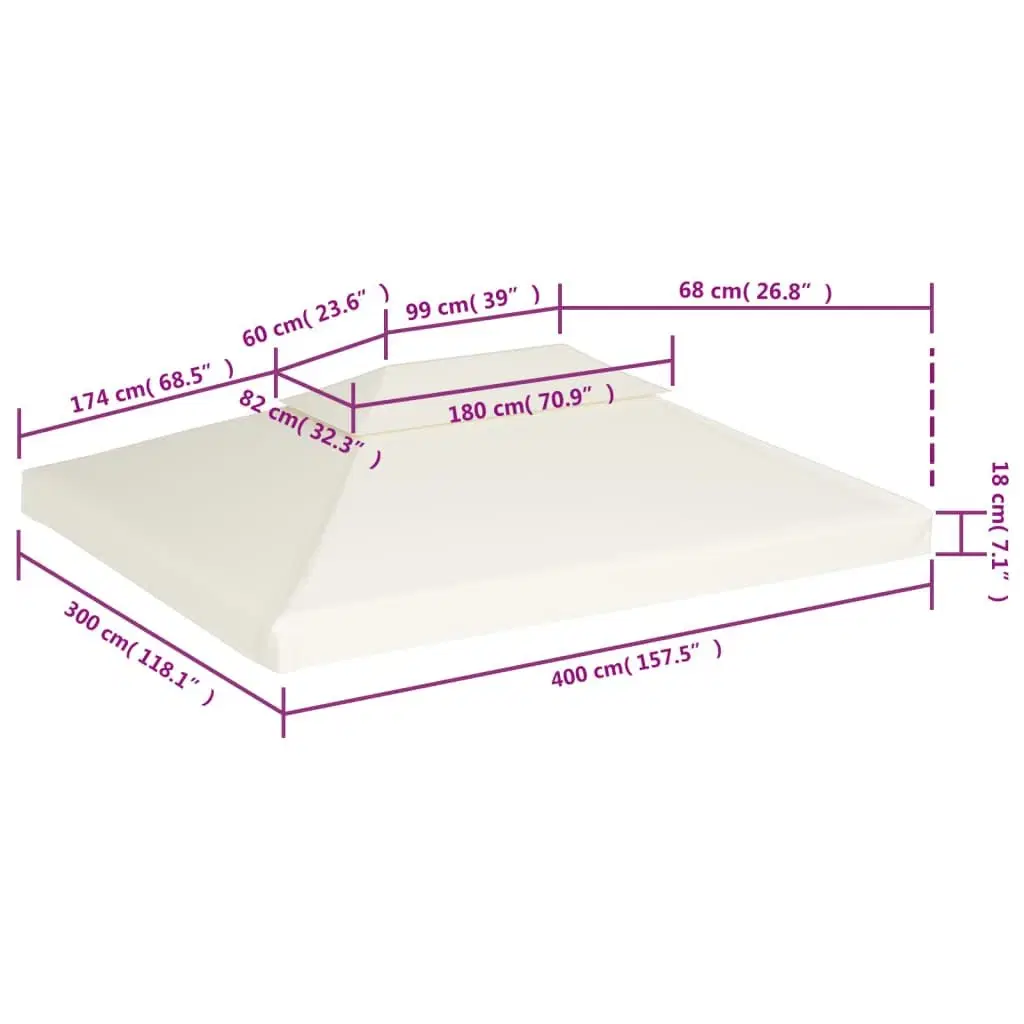 Baldakin til havepavillon 3x4 m 310 g/m² cremehvid