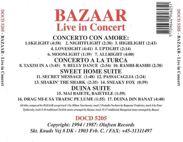 Bazaar: Live In Concert CD