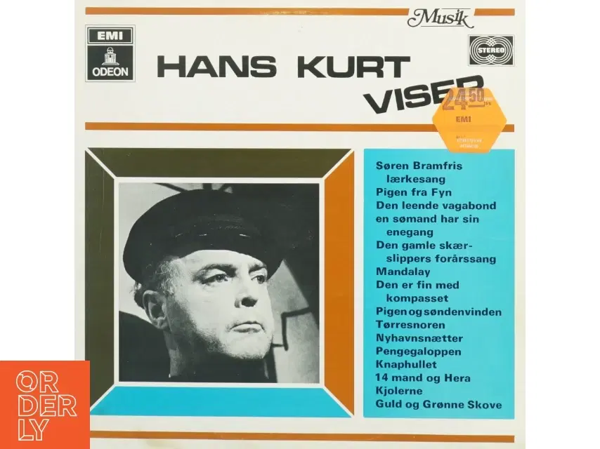 Hans Kurt - Viser Vinylplade fra Odeon Musik (str 31 x 31 cm)