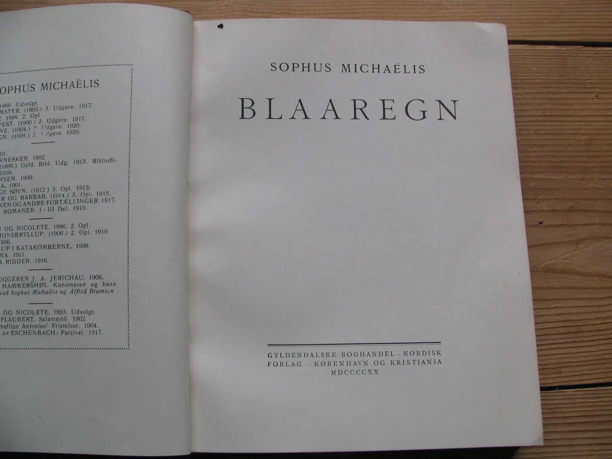 Sophus Michaëlis Blaaregn - digte fra 1920