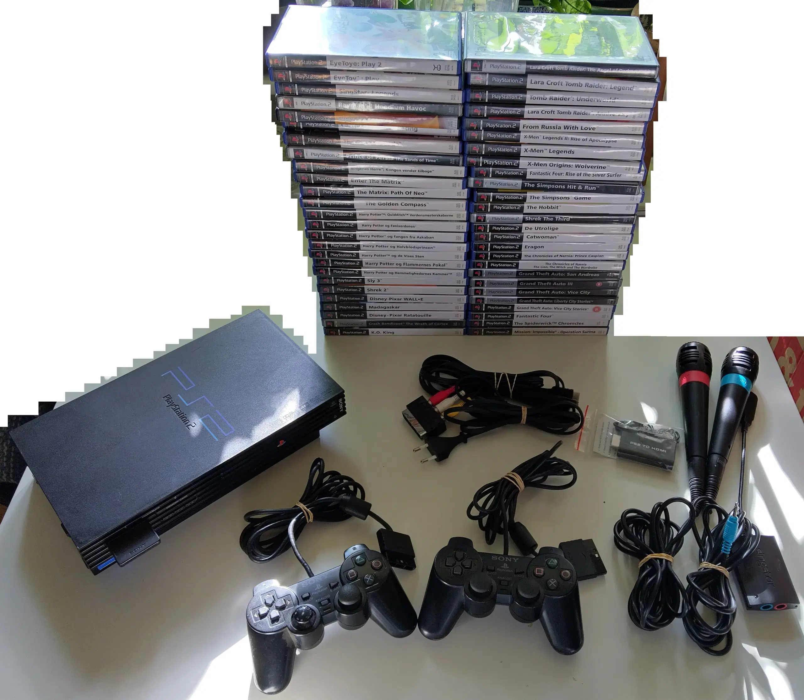 Playstation 2 med tilbehør