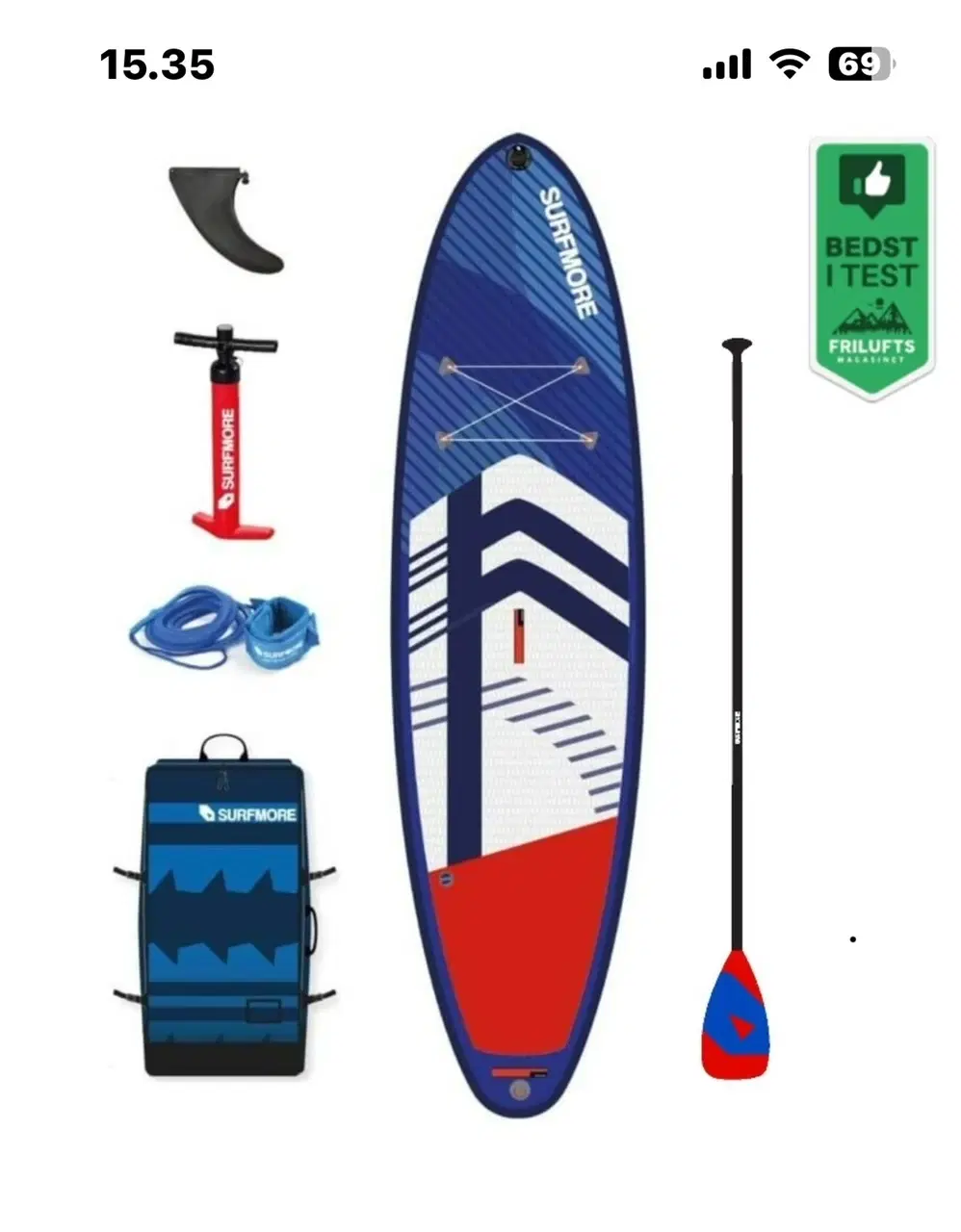 Stand Up Paddle Board 112 x 33 SURFMORE 2 veste